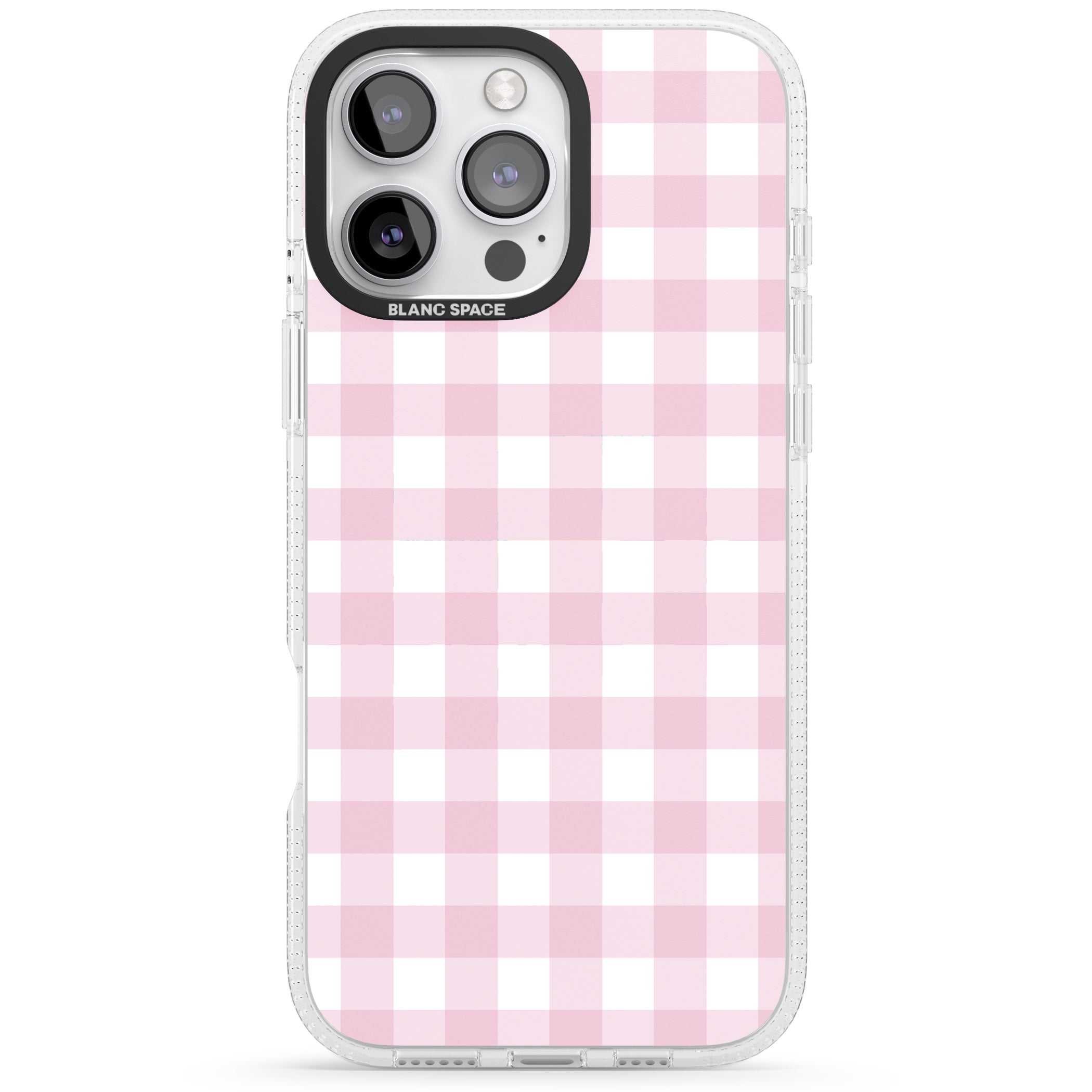 Pink Gingham Pattern iPhone 16 Pro Max / 16 Pro Clear Case Impact Air - Blanc Space