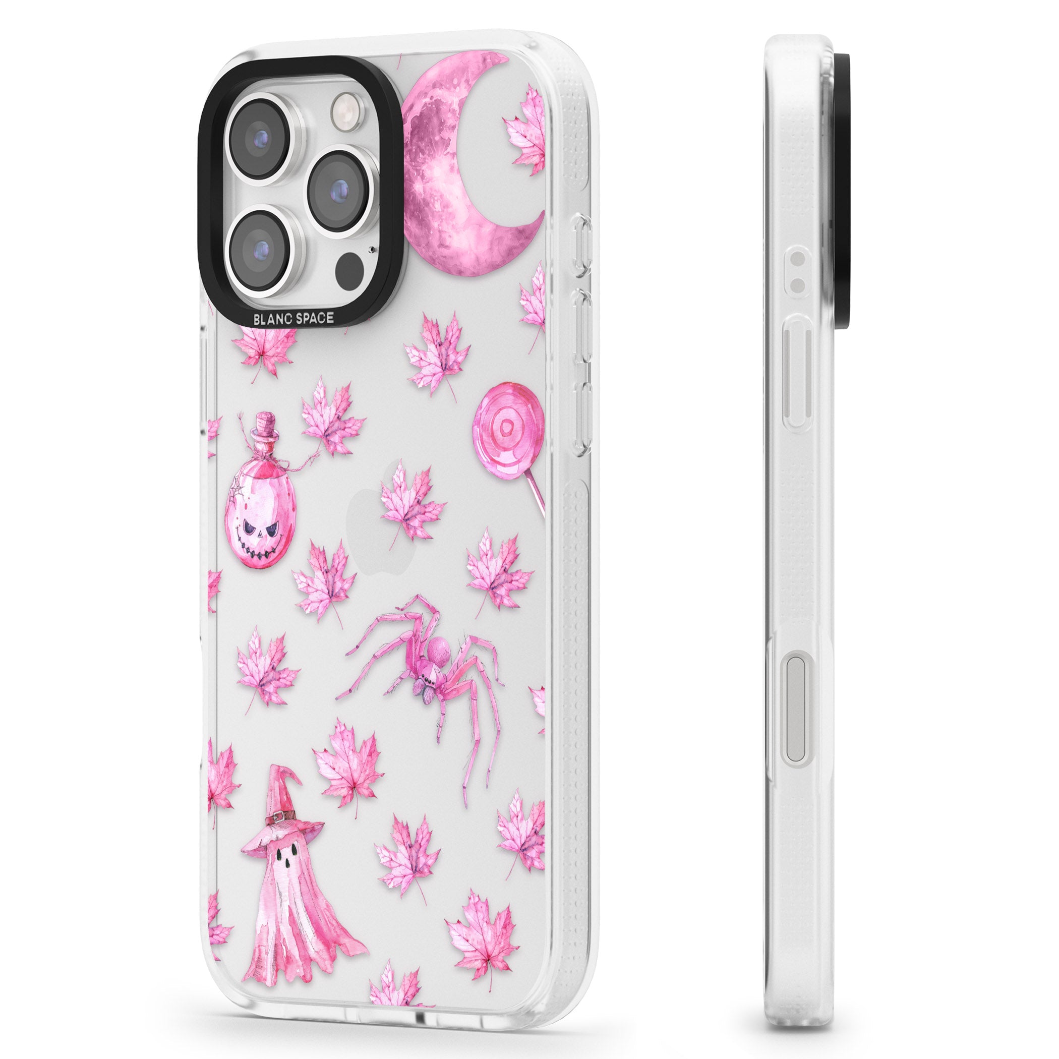 Pink Moon & Maple iPhone 16 Pro Max / 16 Pro Clear Case Impact Air - Blanc Space