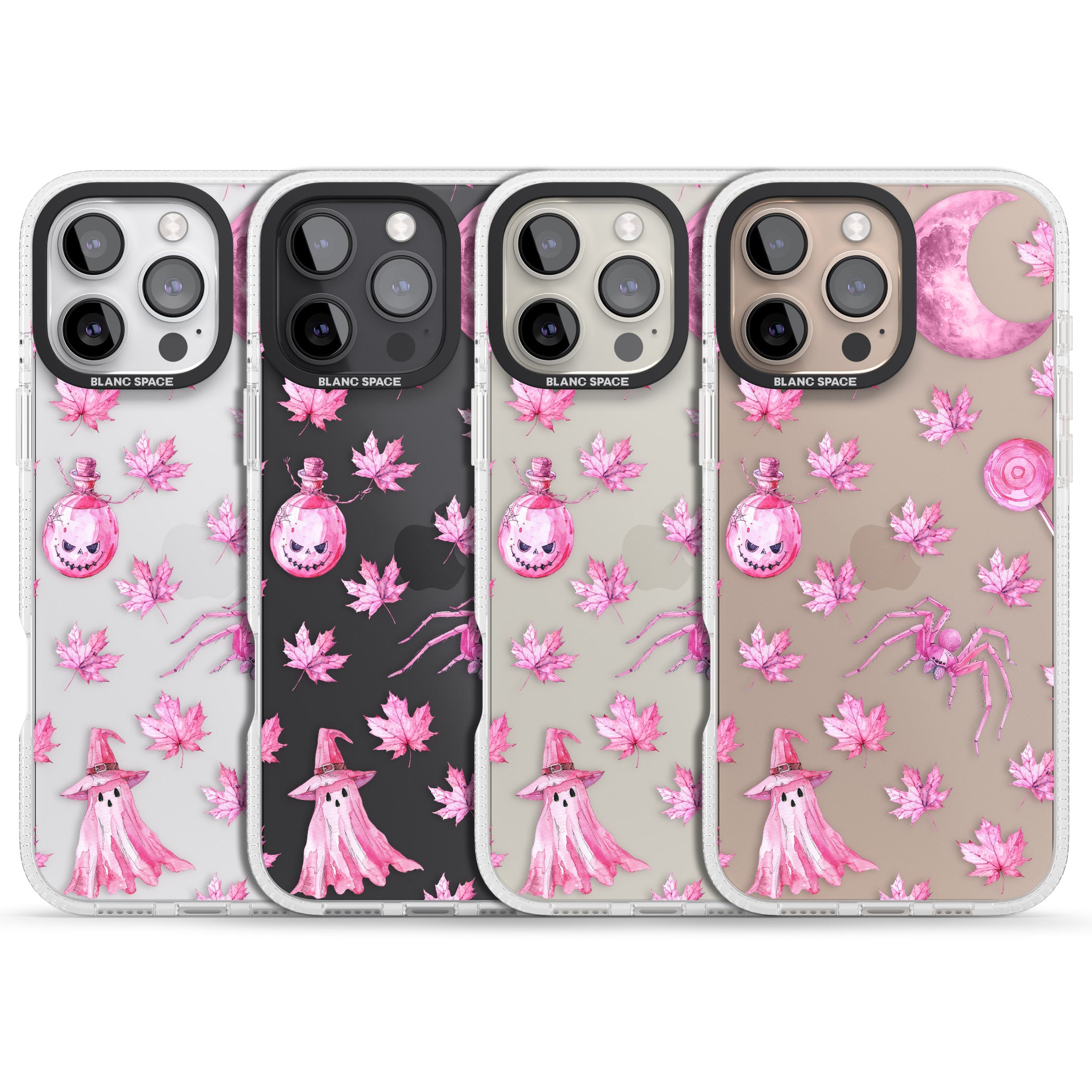 Pink Moon & Maple iPhone 16 Pro Max / 16 Pro Clear Case Impact Air - Blanc Space