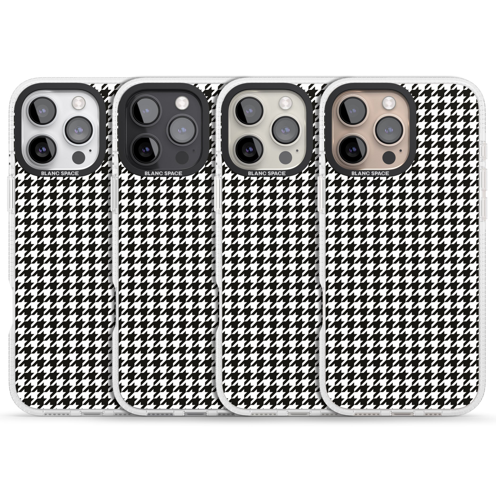 Chic Houndstooth Check iPhone 16 Pro Max / 16 Pro Clear Case Impact Air - Blanc Space