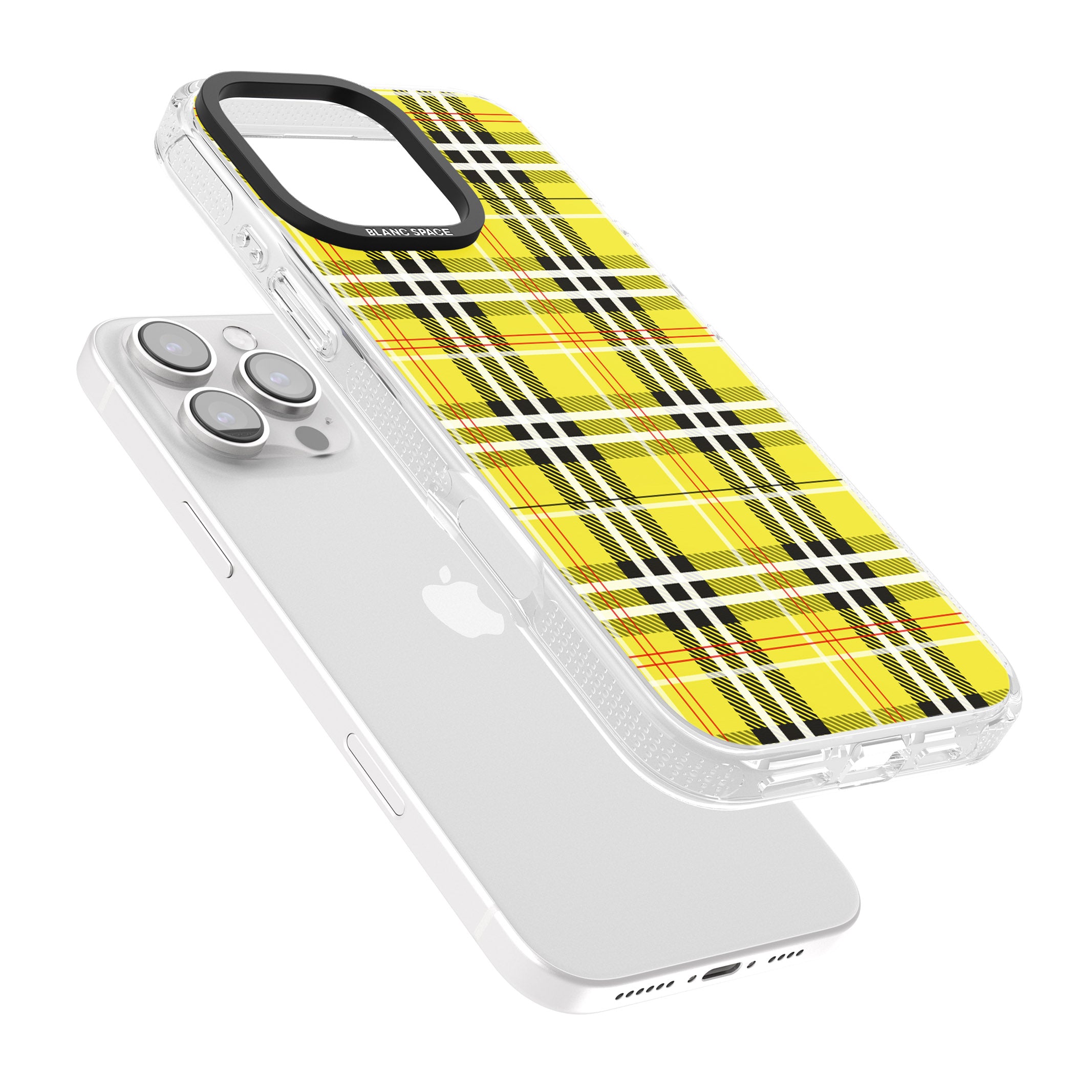 Yellow Plaid iPhone 16 Pro Max / 16 Pro Clear Case Impact Air - Blanc Space