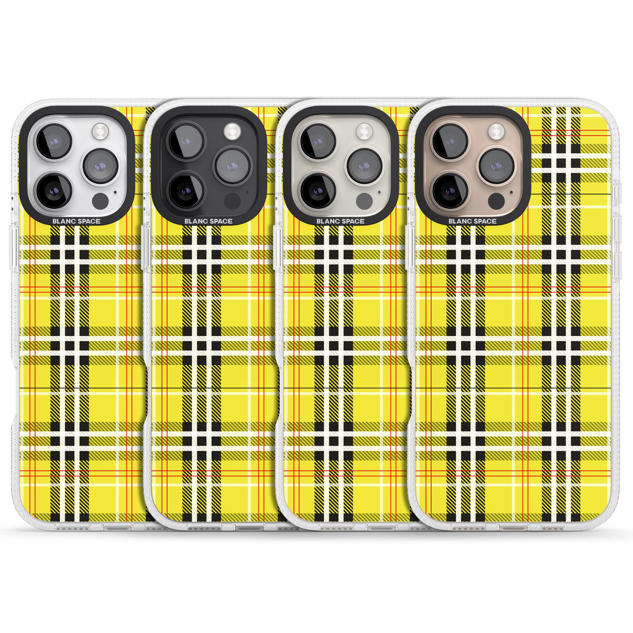 Yellow Plaid iPhone 16 Pro Max / 16 Pro Clear Case Impact Air - Blanc Space
