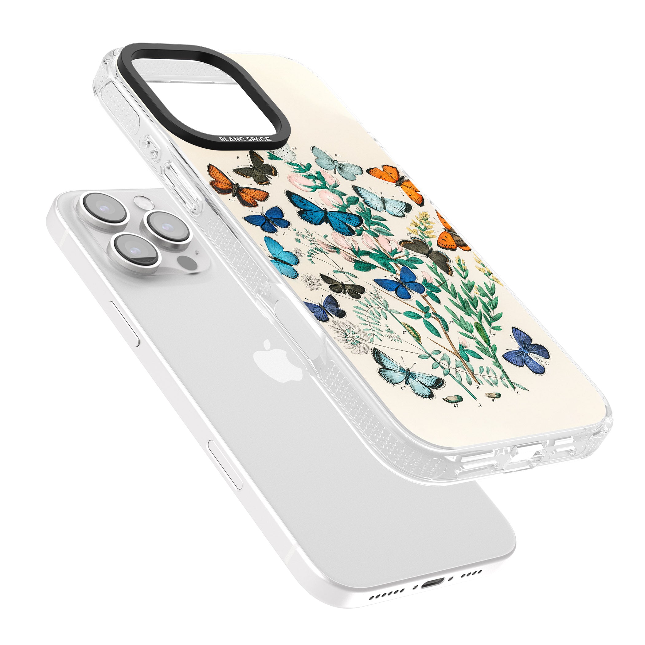 European Butterflies iPhone 16 Pro Max / 16 Pro Clear Case Impact Air - Blanc Space