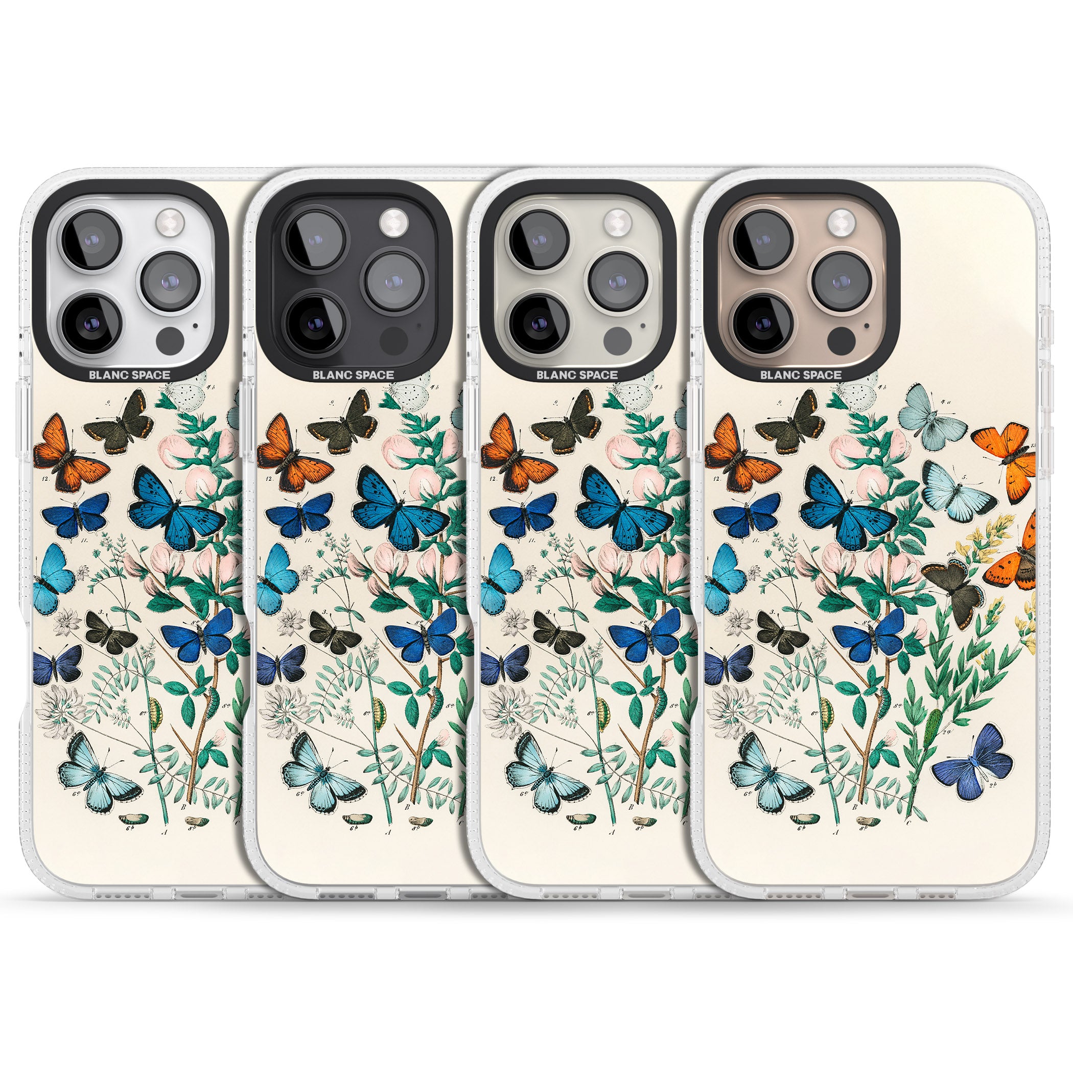 European Butterflies iPhone 16 Pro Max / 16 Pro Clear Case Impact Air - Blanc Space