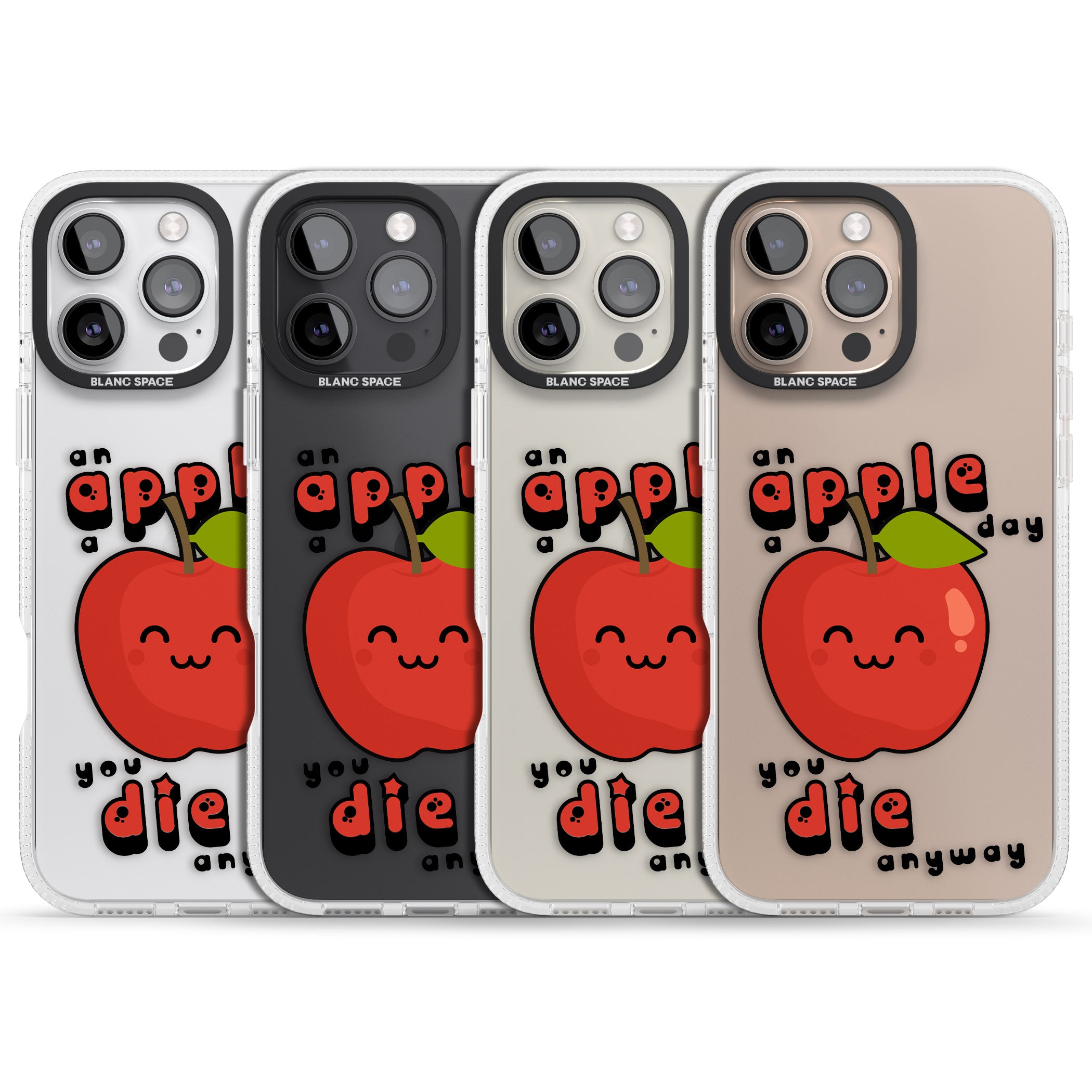 An Apple a Day iPhone 16 Pro Max / 16 Pro Clear Case Impact Air - Blanc Space