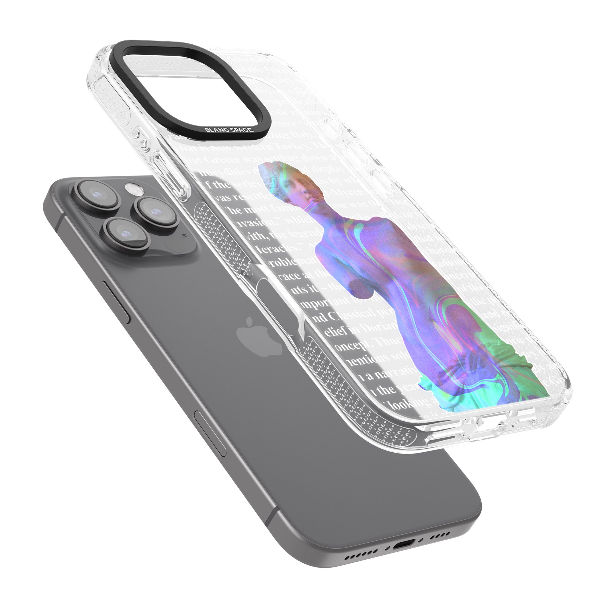 Iridescent De Milo iPhone 16 Pro Max / 16 Pro Clear Case Impact Air - Blanc Space