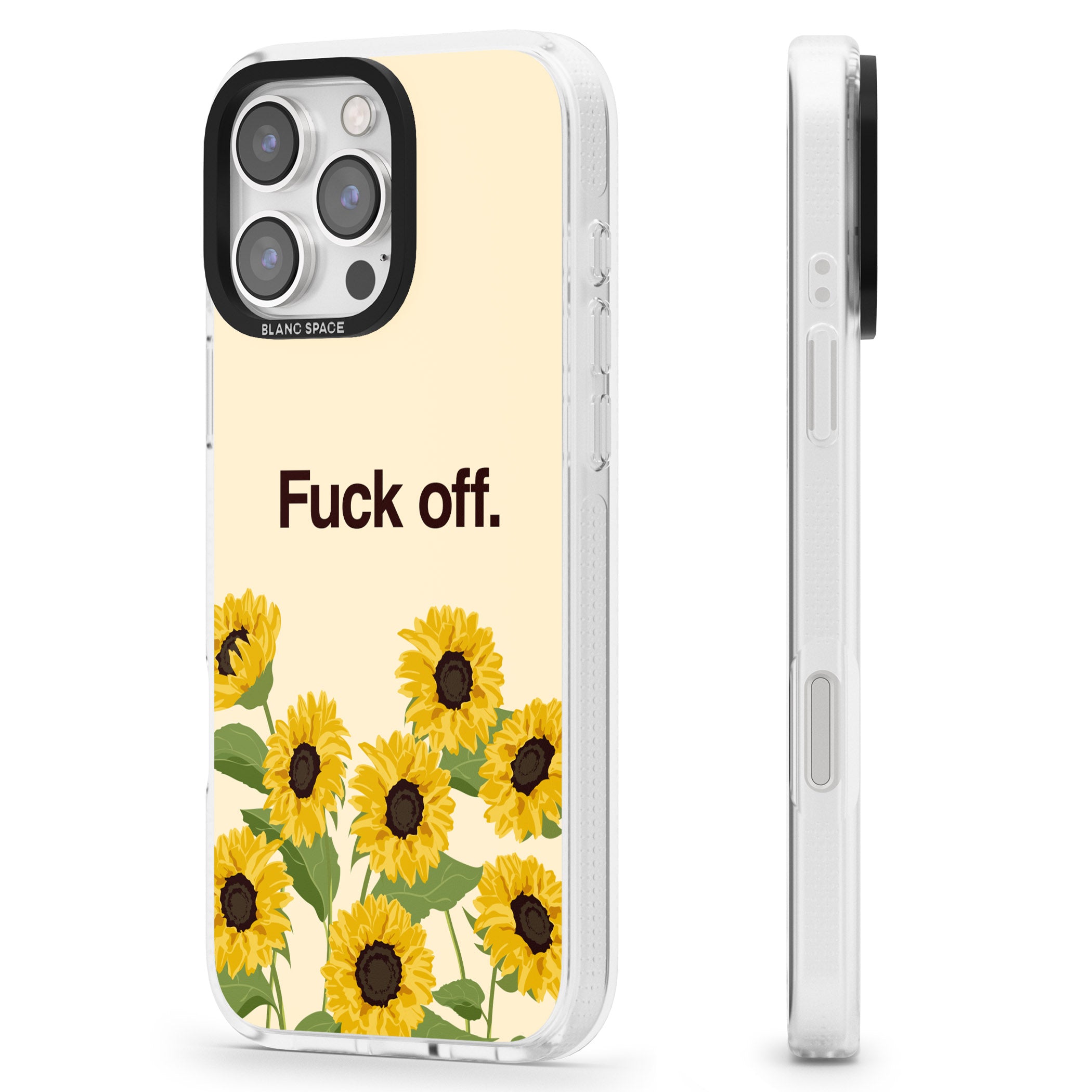 F*ck off iPhone 16 Pro Max / 16 Pro Clear Case Impact Air - Blanc Space