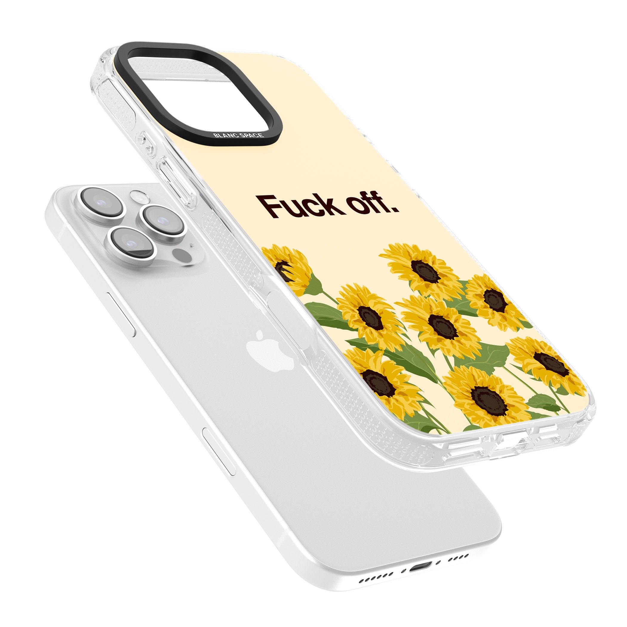 F*ck off iPhone 16 Pro Max / 16 Pro Clear Case Impact Air - Blanc Space