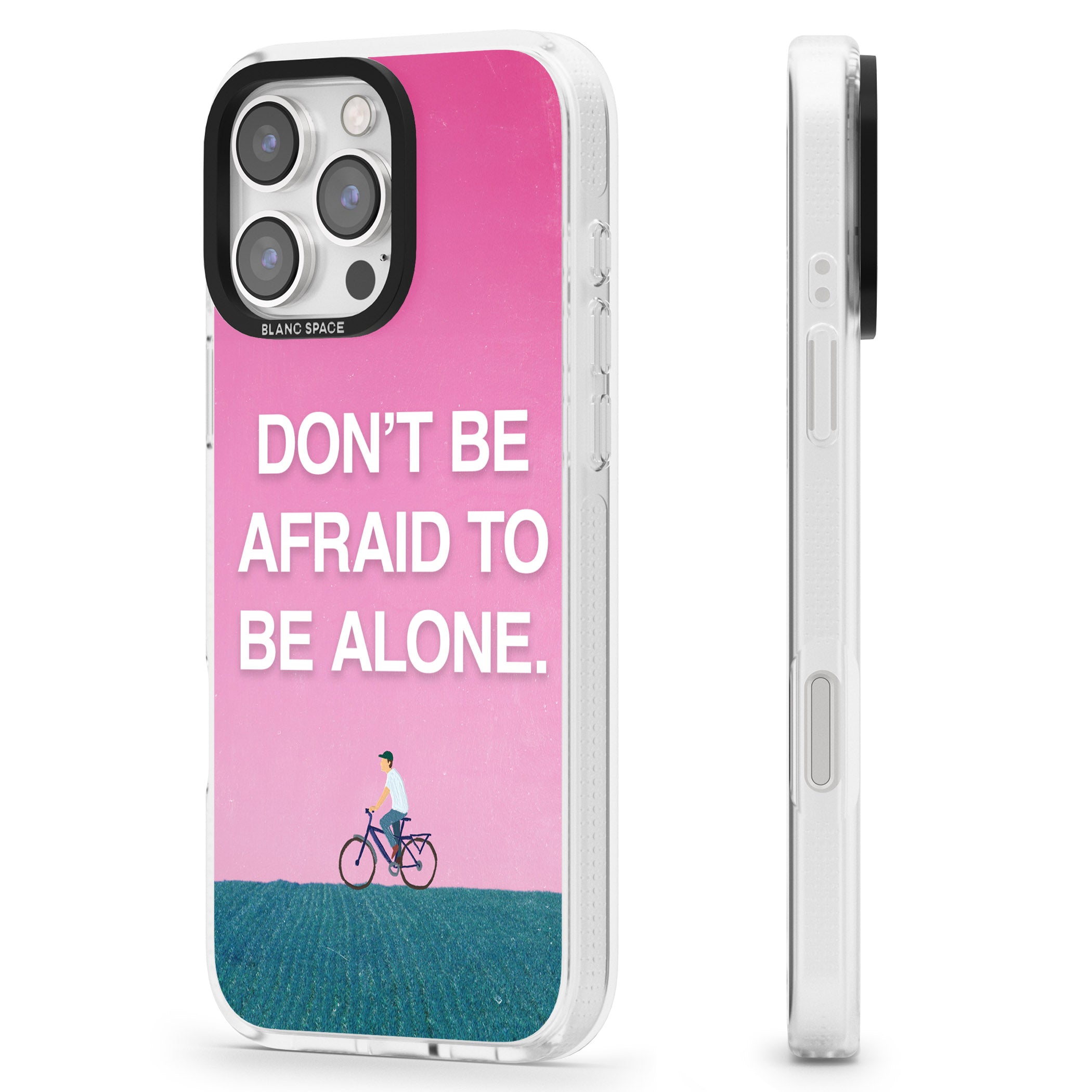 Don't be afraid to be alone iPhone 16 Pro Max / 16 Pro Clear Case Impact Air - Blanc Space