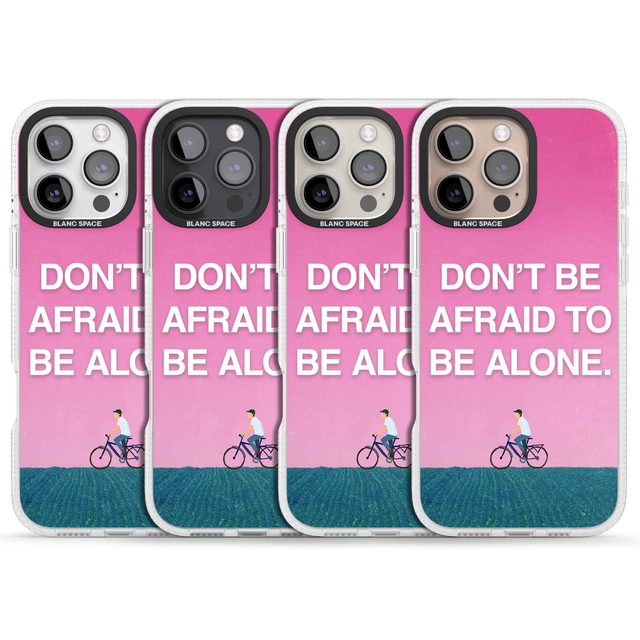 Don't be afraid to be alone iPhone 16 Pro Max / 16 Pro Clear Case Impact Air - Blanc Space