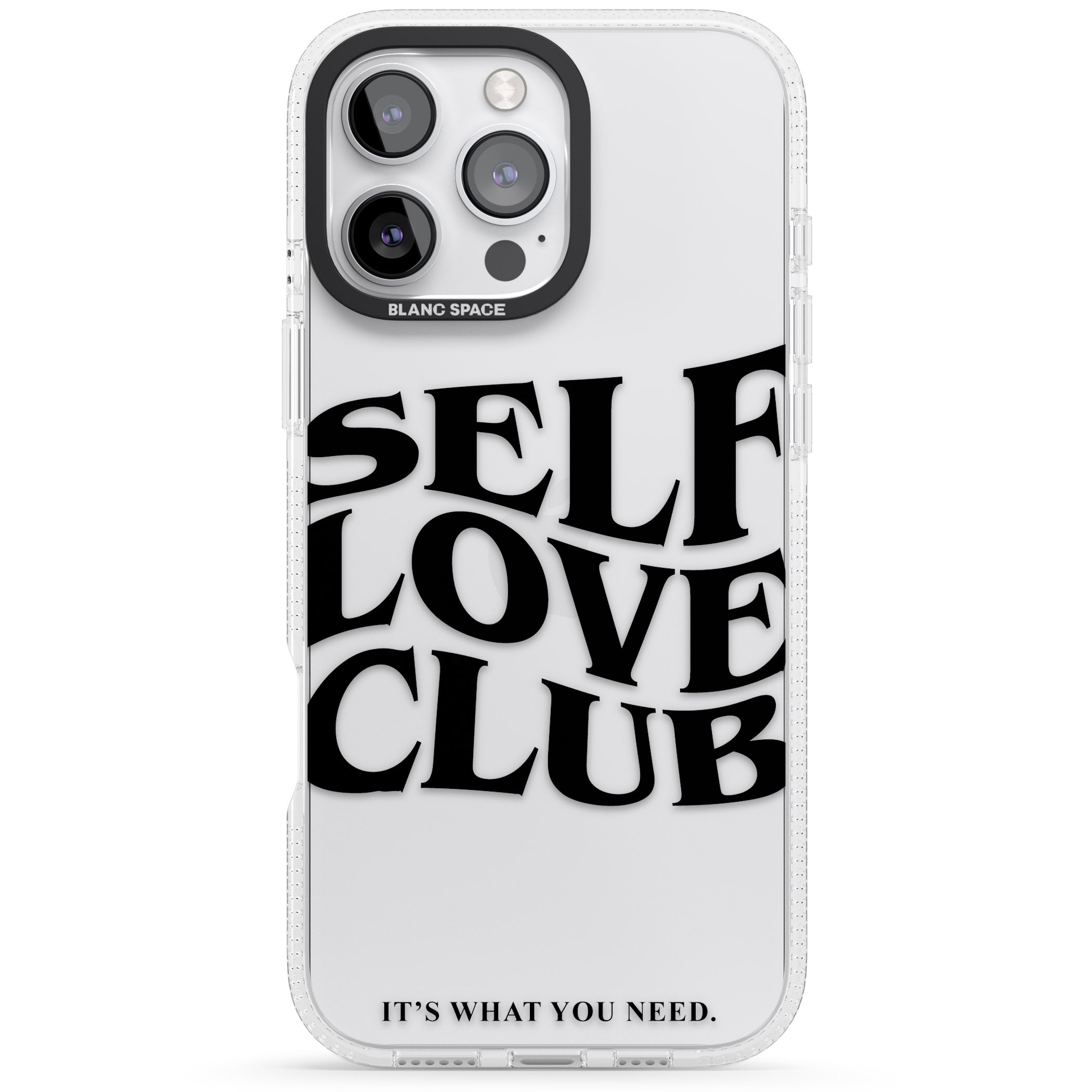 Self Love Club (Black) iPhone 16 Pro Max / 16 Pro Clear Case Impact Air - Blanc Space