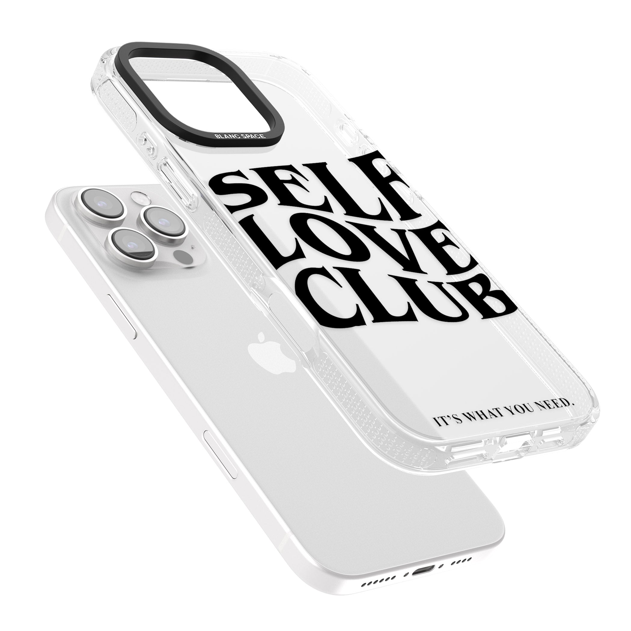 Self Love Club (Black) iPhone 16 Pro Max / 16 Pro Clear Case Impact Air - Blanc Space