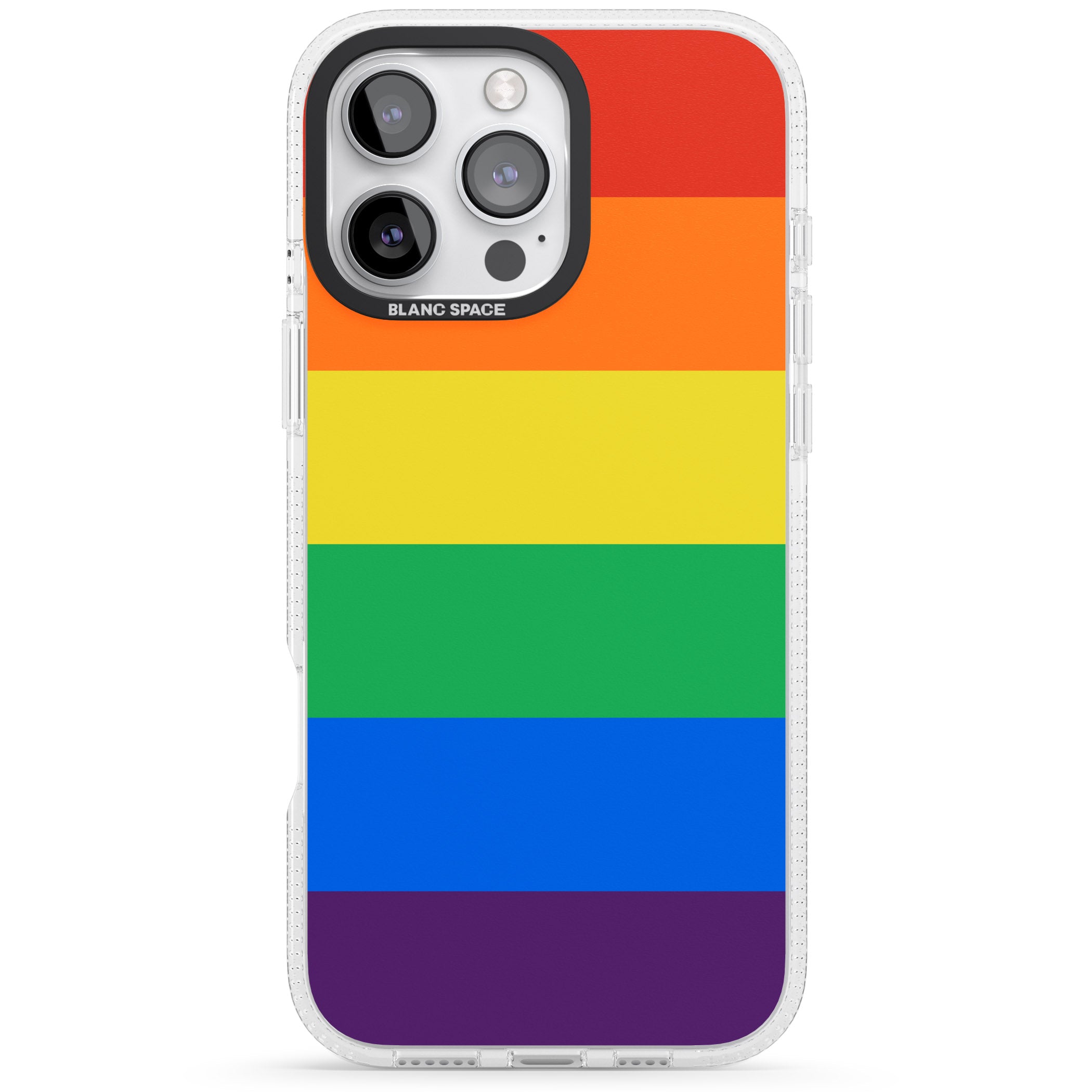 Rainbow Stripes iPhone 16 Pro Max / 16 Pro Clear Case Impact Air - Blanc Space