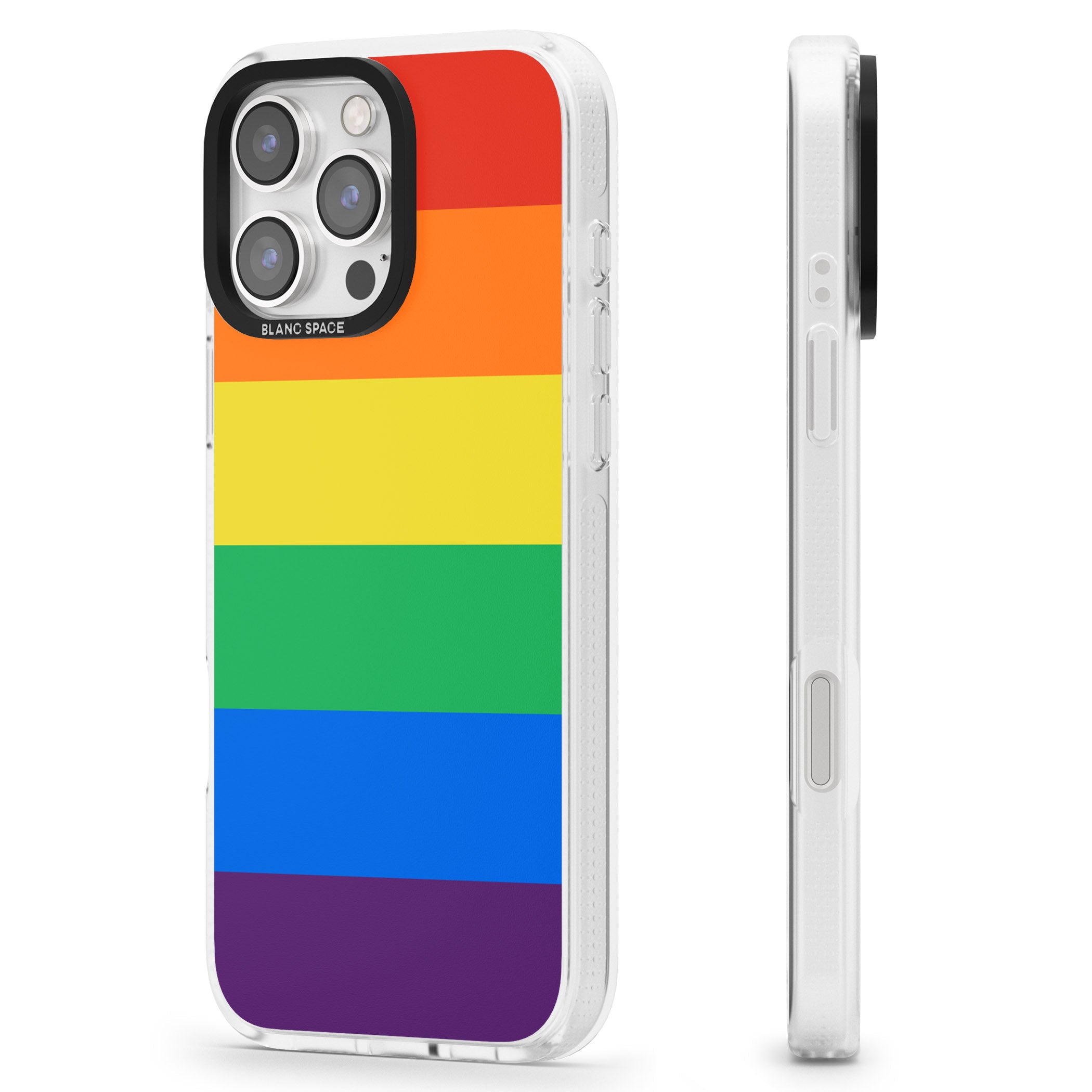 Rainbow Stripes iPhone 16 Pro Max / 16 Pro Clear Case Impact Air - Blanc Space