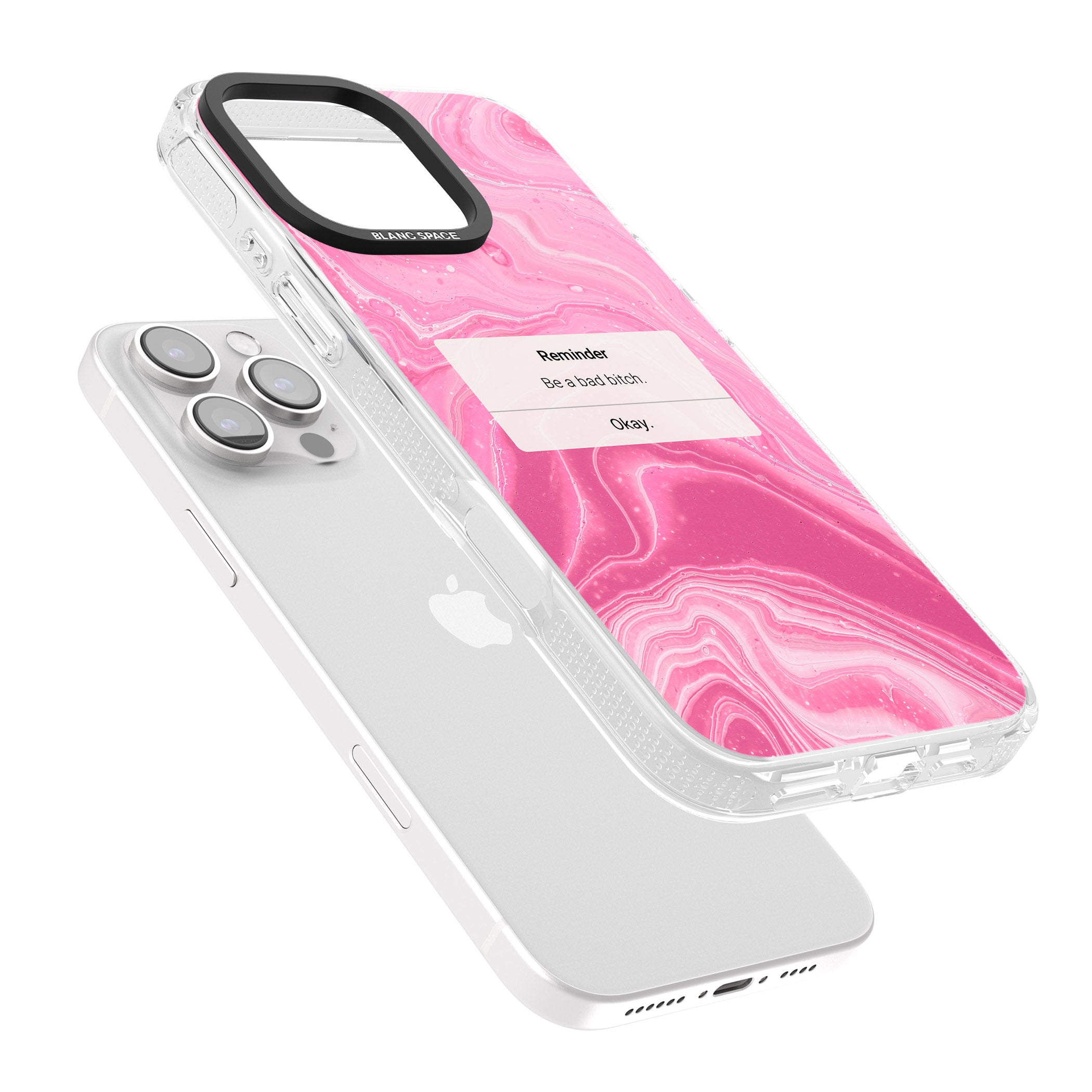 "Be a Bad Bitch" iPhone Reminder iPhone 16 Pro Max / 16 Pro Clear Case Impact Air - Blanc Space