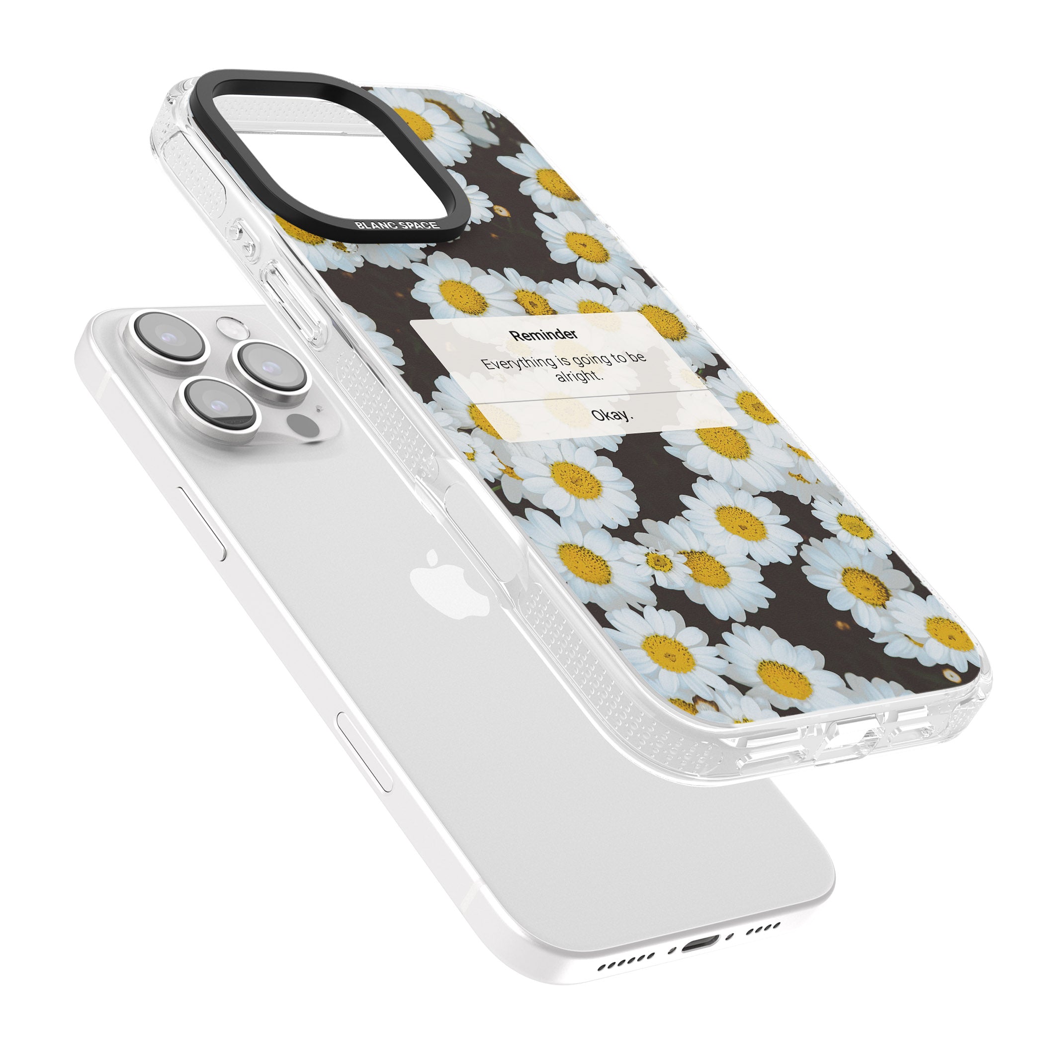 "Everything will be alright" iPhone Reminder iPhone 16 Pro Max / 16 Pro Clear Case Impact Air - Blanc Space