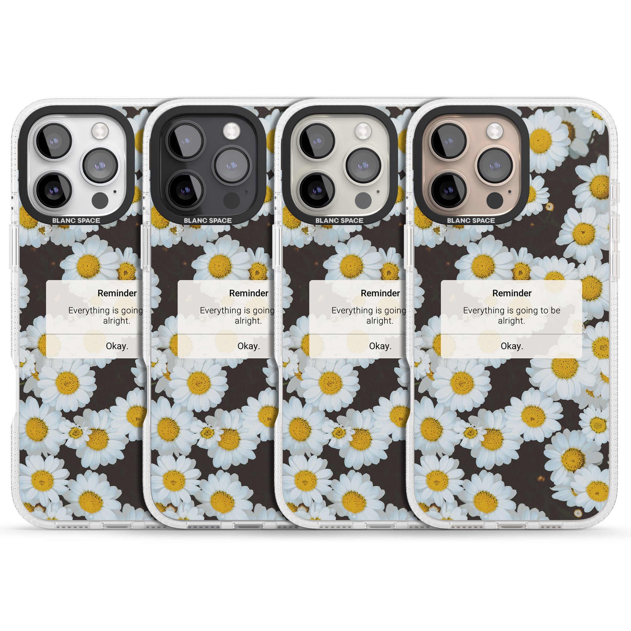 "Everything will be alright" iPhone Reminder iPhone 16 Pro Max / 16 Pro Clear Case Impact Air - Blanc Space