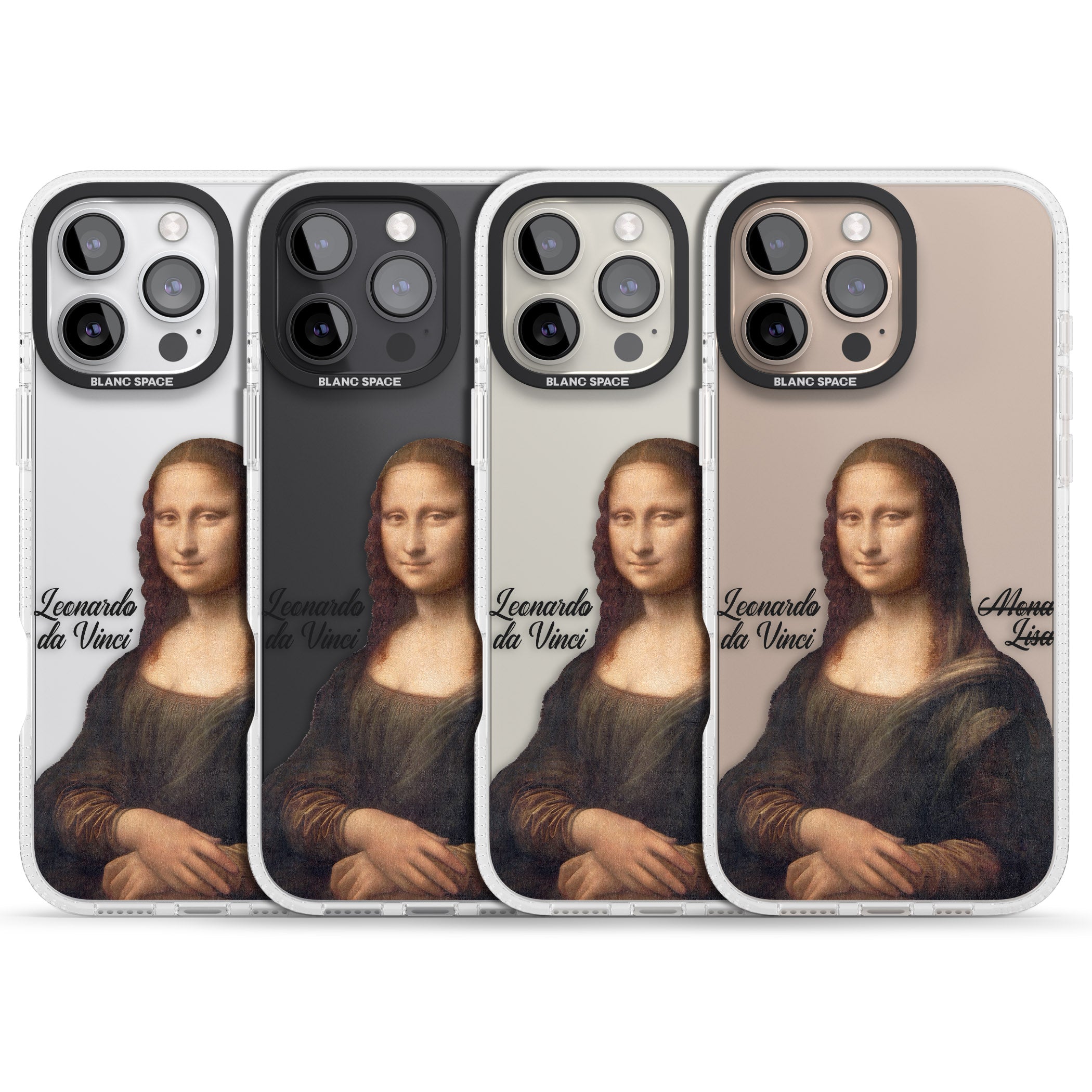 Mona Lisa Cutout iPhone 16 Pro Max / 16 Pro Clear Case Impact Air - Blanc Space