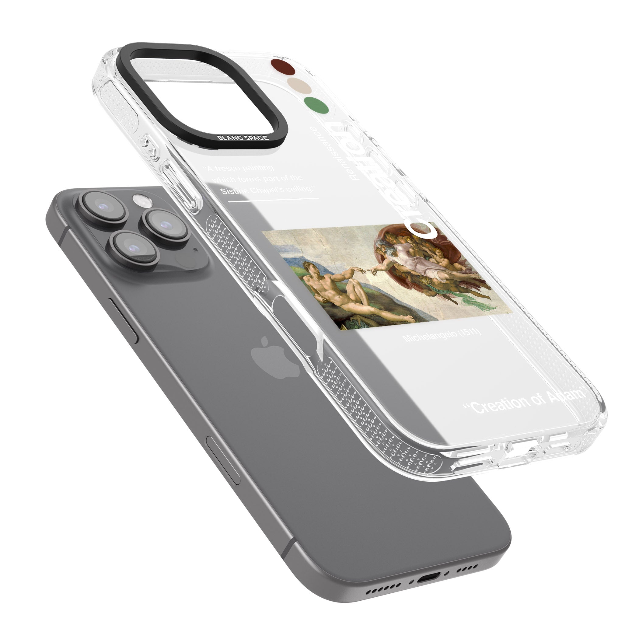 Creation of Adam - Michelangelo iPhone 16 Pro Max / 16 Pro Clear Case Impact Air - Blanc Space