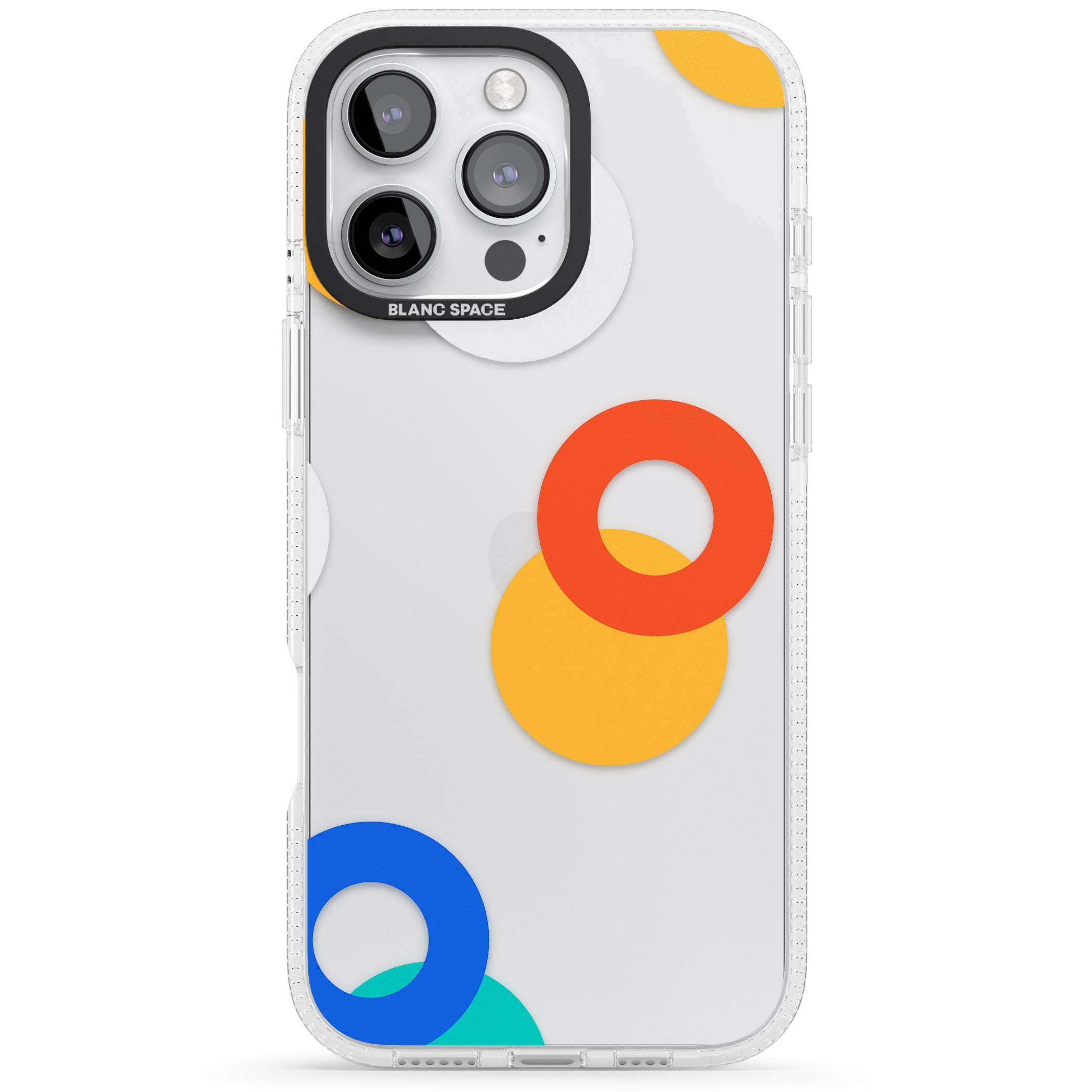 Abstract Mixed Circles iPhone 16 Pro Max / 16 Pro Clear Case Impact Air - Blanc Space