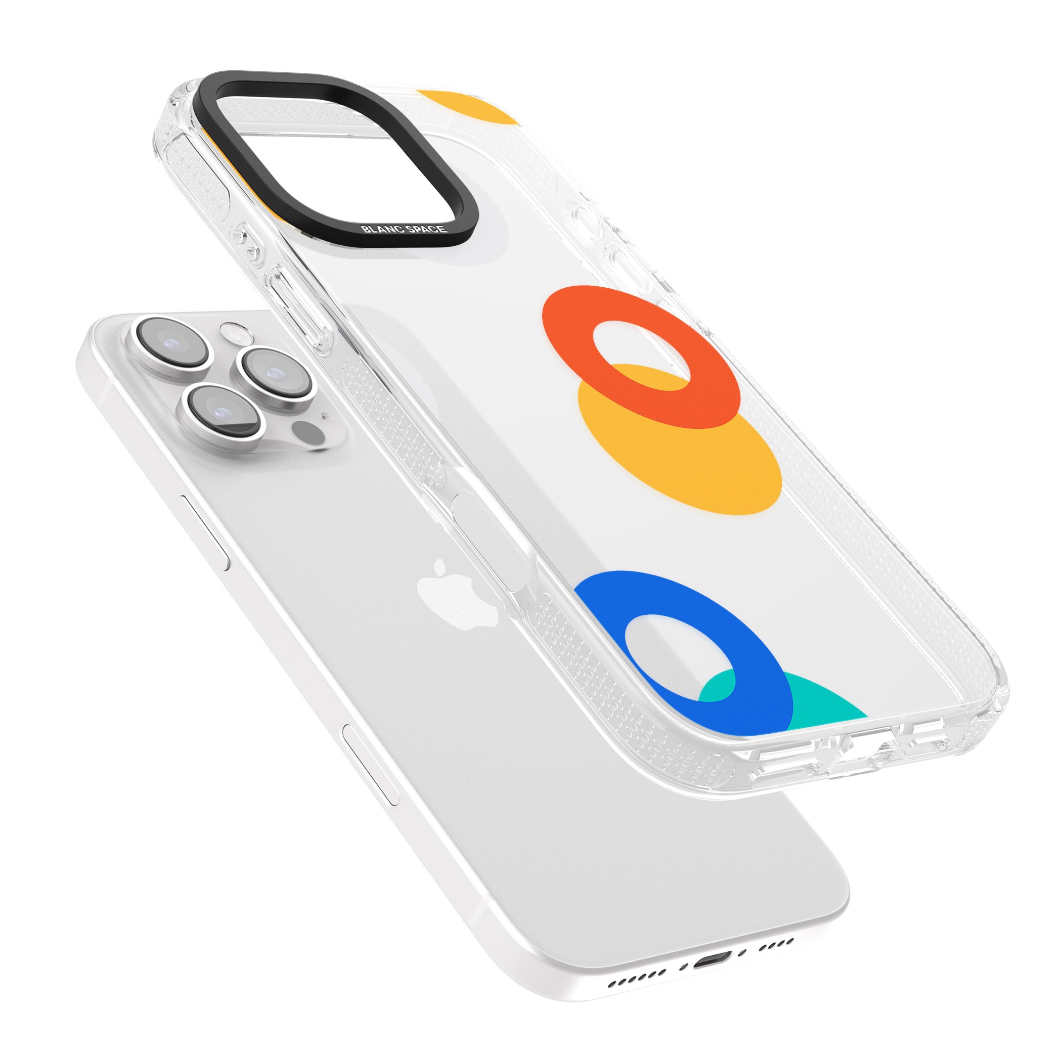 Abstract Mixed Circles iPhone 16 Pro Max / 16 Pro Clear Case Impact Air - Blanc Space