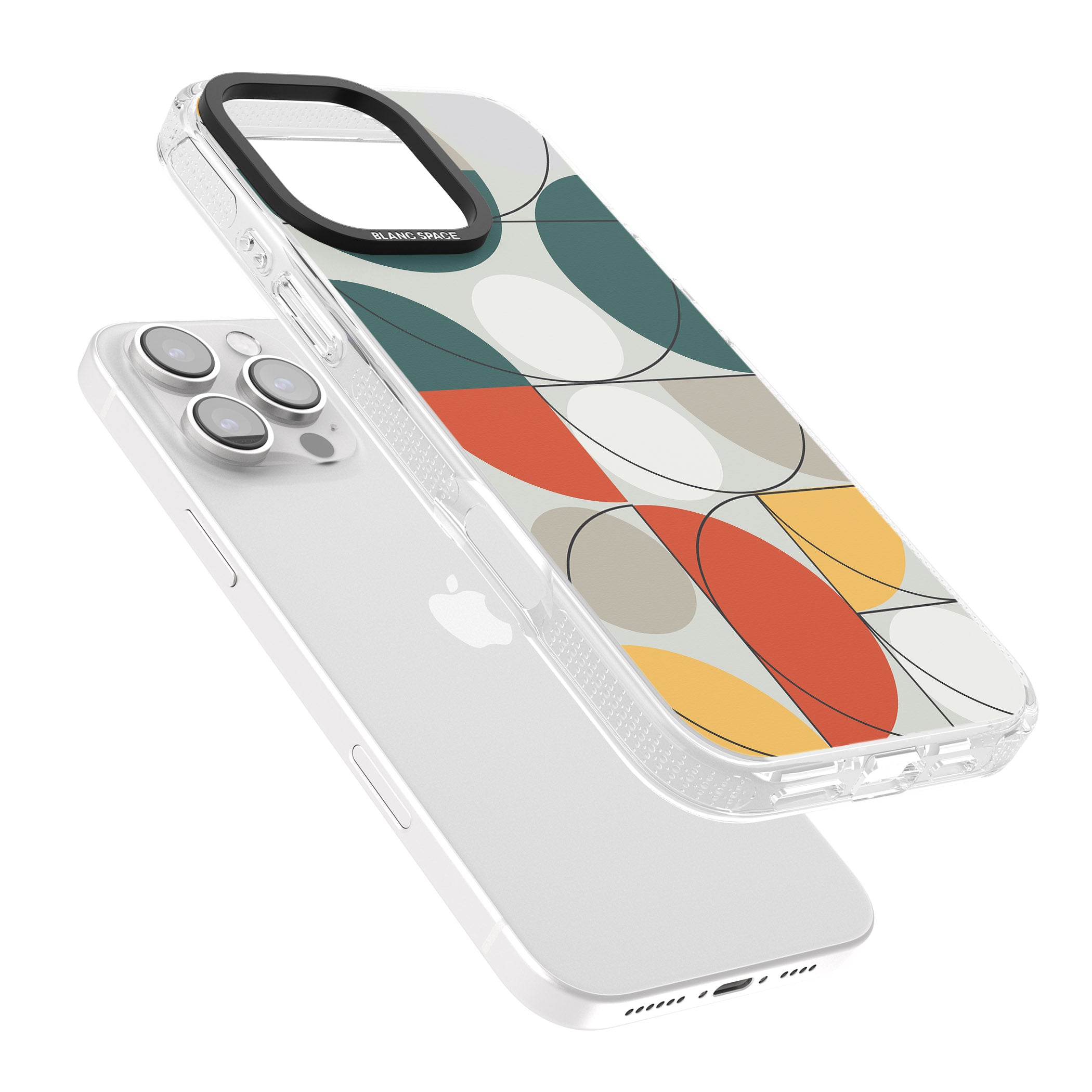 Abstract Half Circles iPhone 16 Pro Max / 16 Pro Clear Case Impact Air - Blanc Space