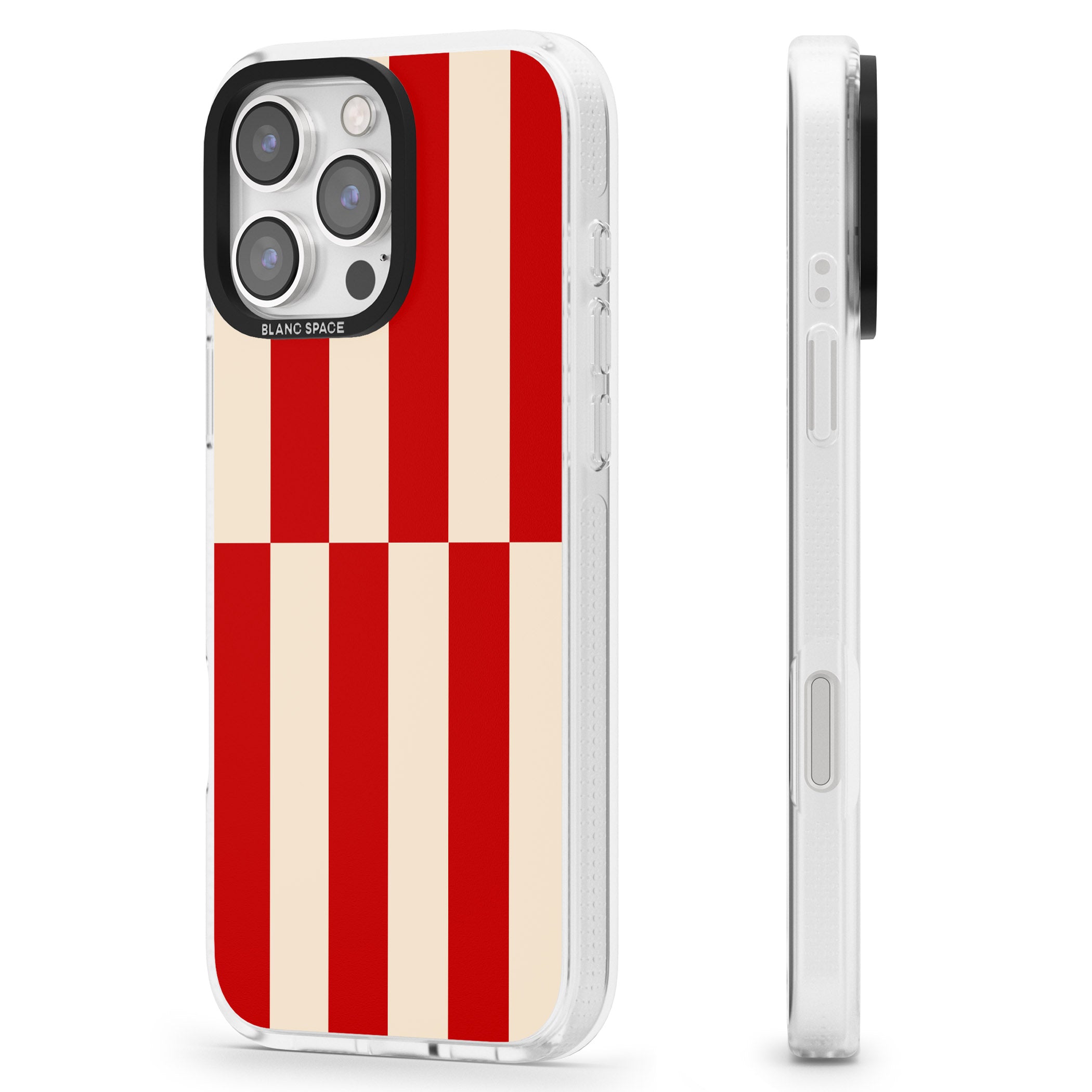Retro Red Stripes iPhone 16 Pro Max / 16 Pro Clear Case Impact Air - Blanc Space