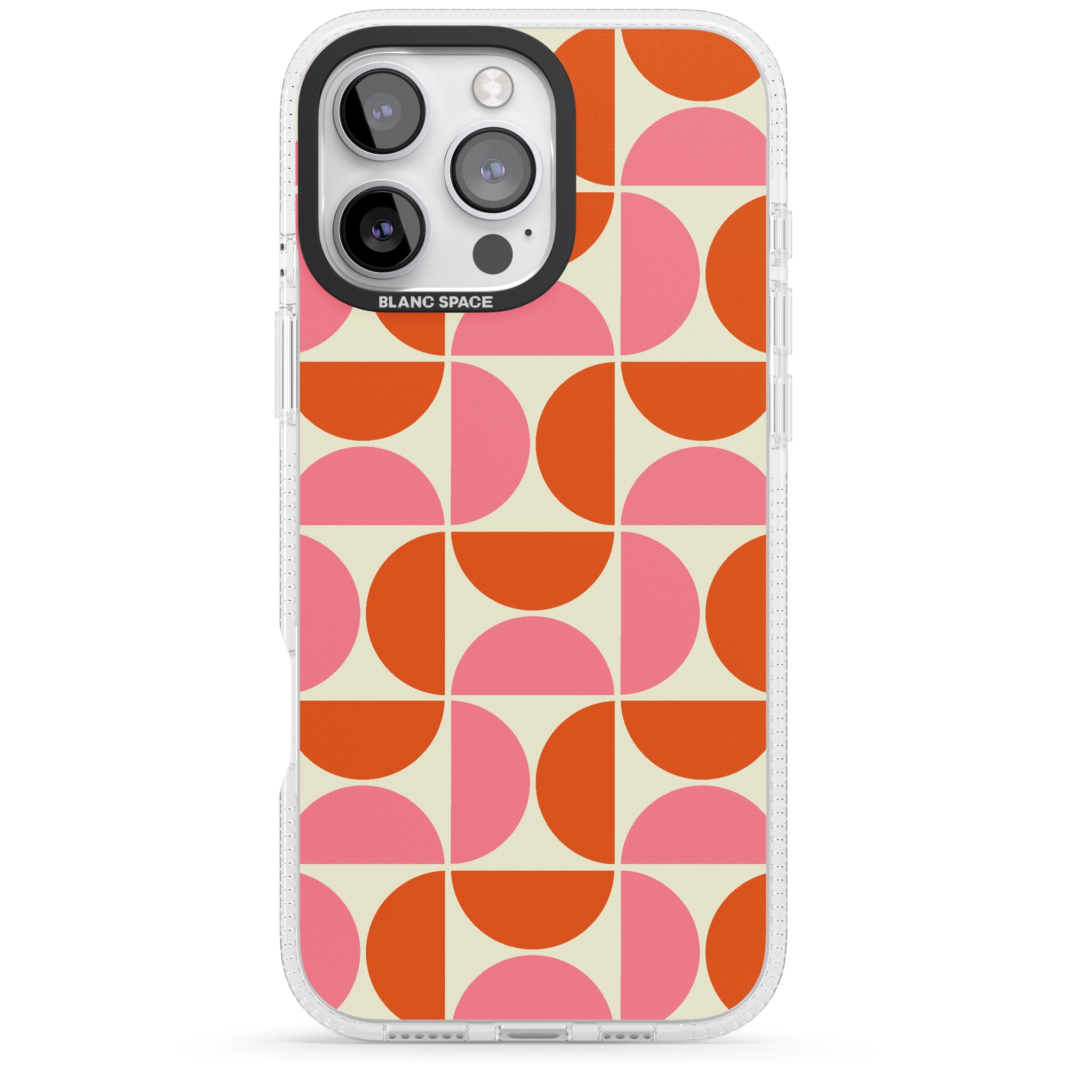 Retro Half-circle Pattern iPhone 16 Pro Max / 16 Pro Clear Case Impact Air - Blanc Space