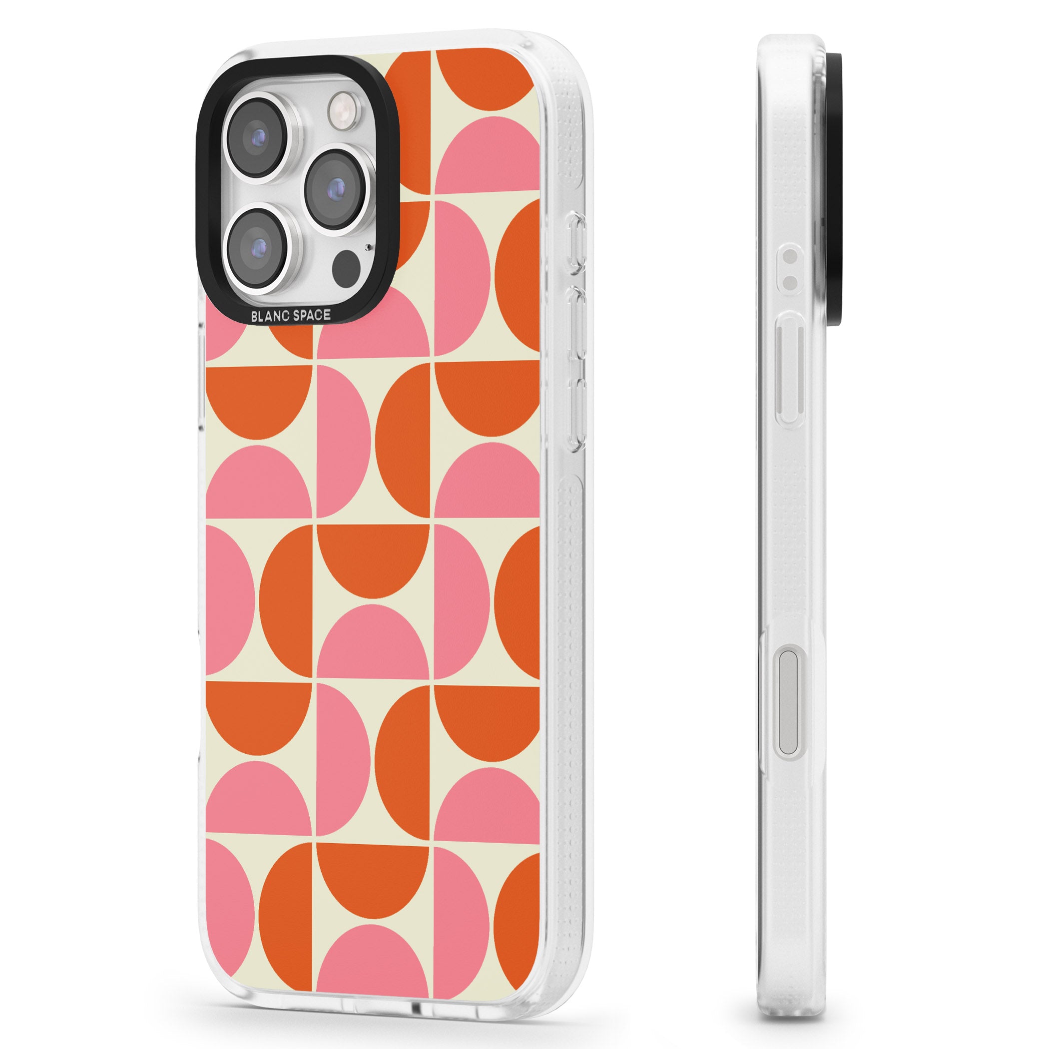 Retro Half-circle Pattern iPhone 16 Pro Max / 16 Pro Clear Case Impact Air - Blanc Space