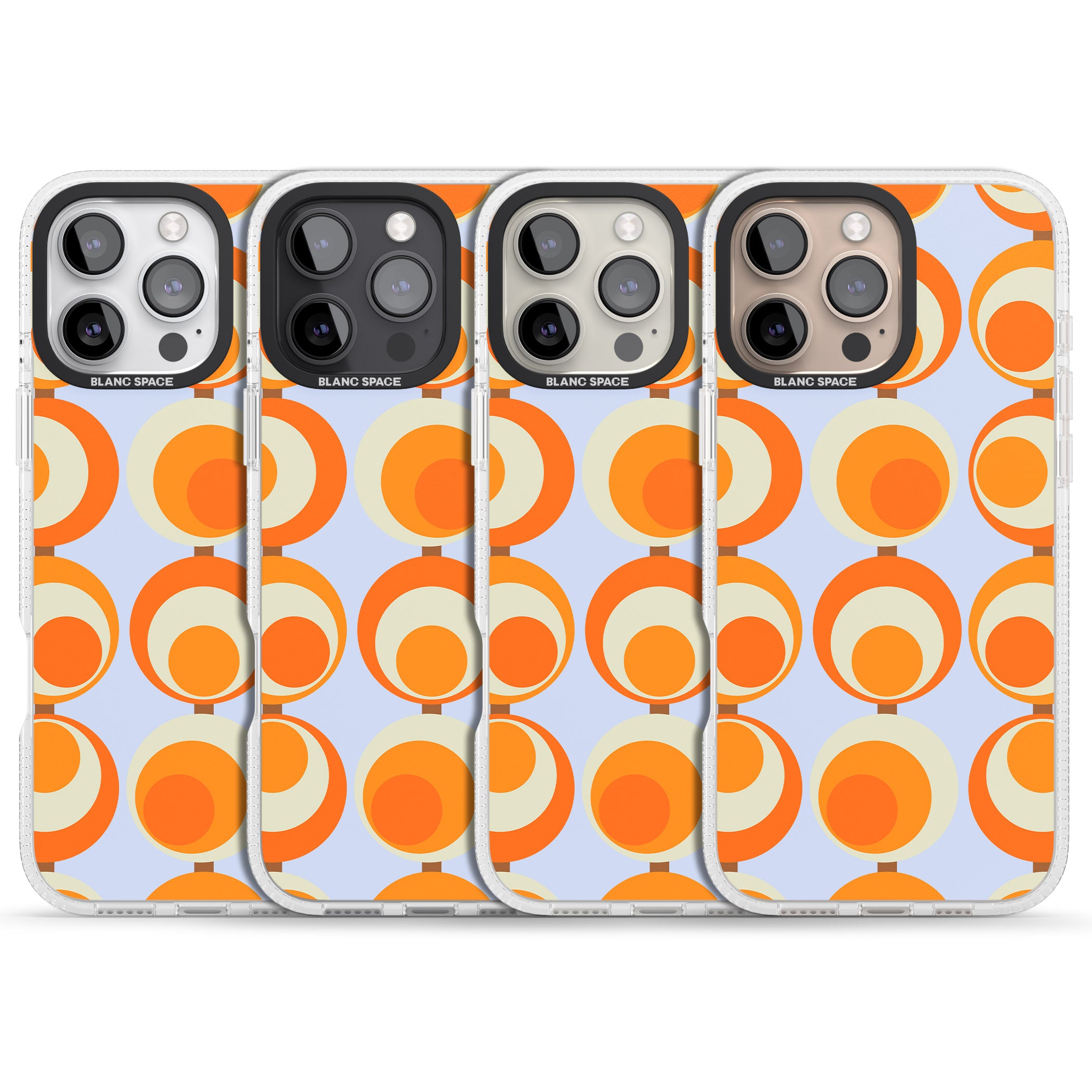 Mid-Century Blue & Orange Pattern iPhone 16 Pro Max / 16 Pro Clear Case Impact Air - Blanc Space