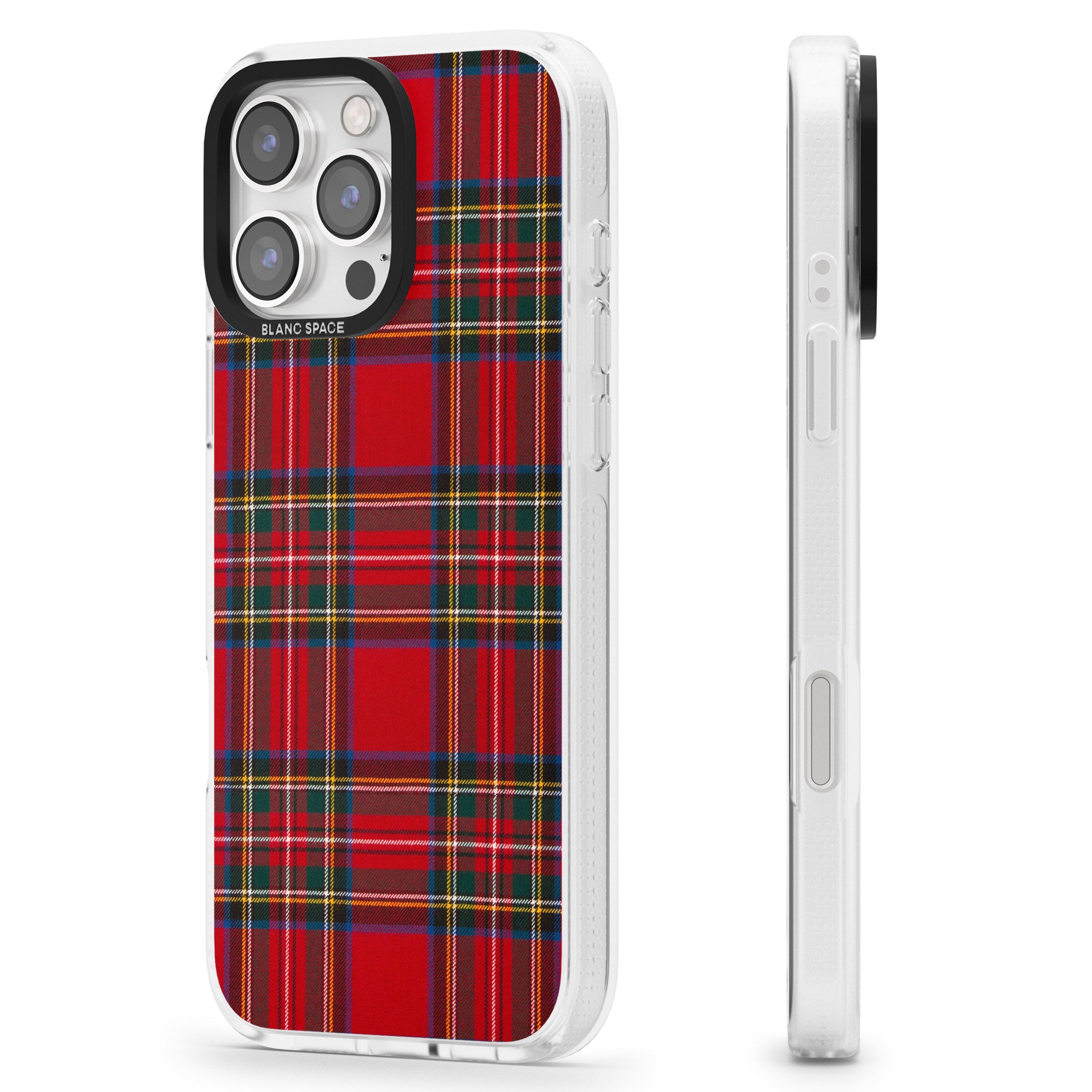 Royal Stewart Tartan iPhone 16 Pro Max / 16 Pro Clear Case Impact Air - Blanc Space