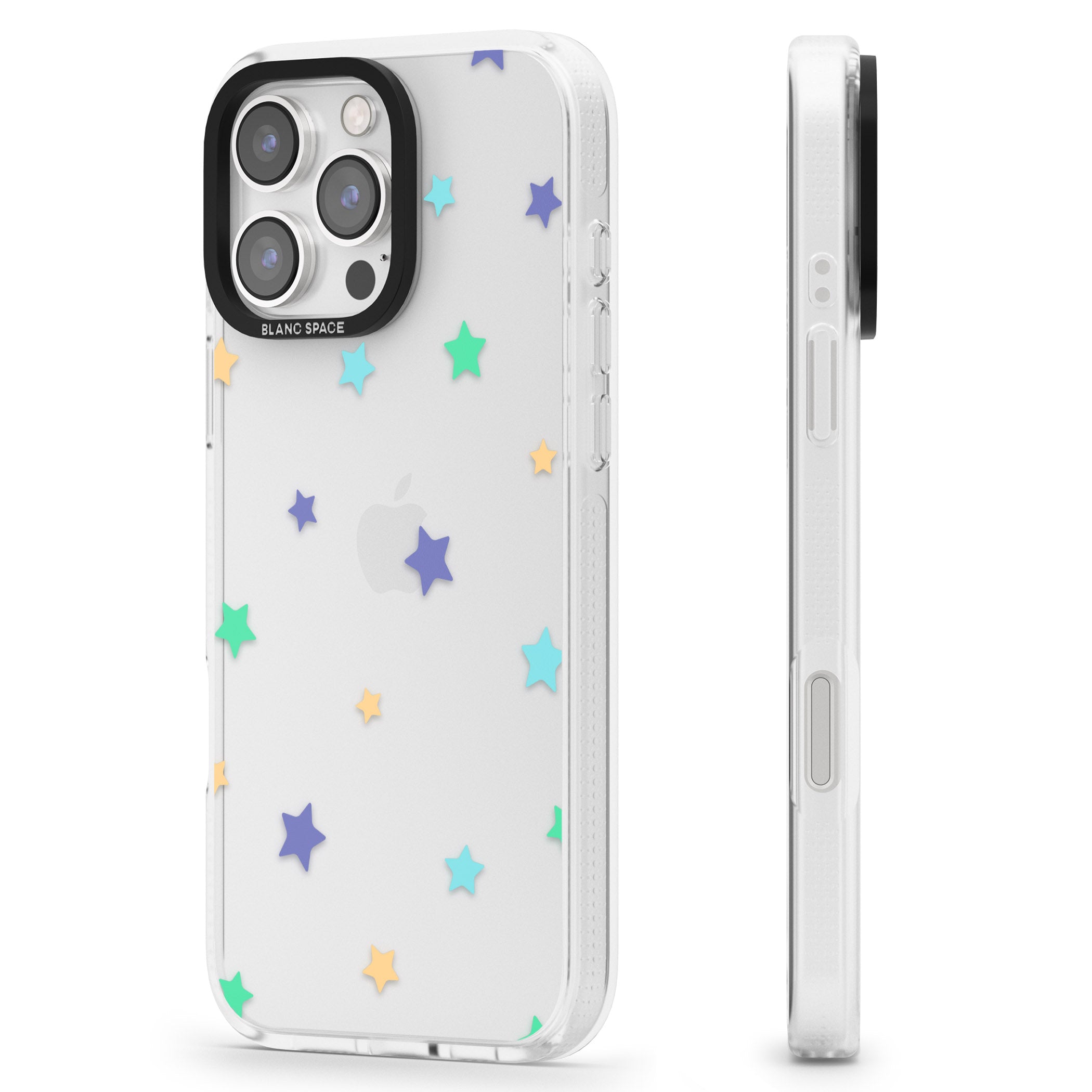 Pastel Stars Pattern iPhone 16 Pro Max / 16 Pro Clear Case Impact Air - Blanc Space