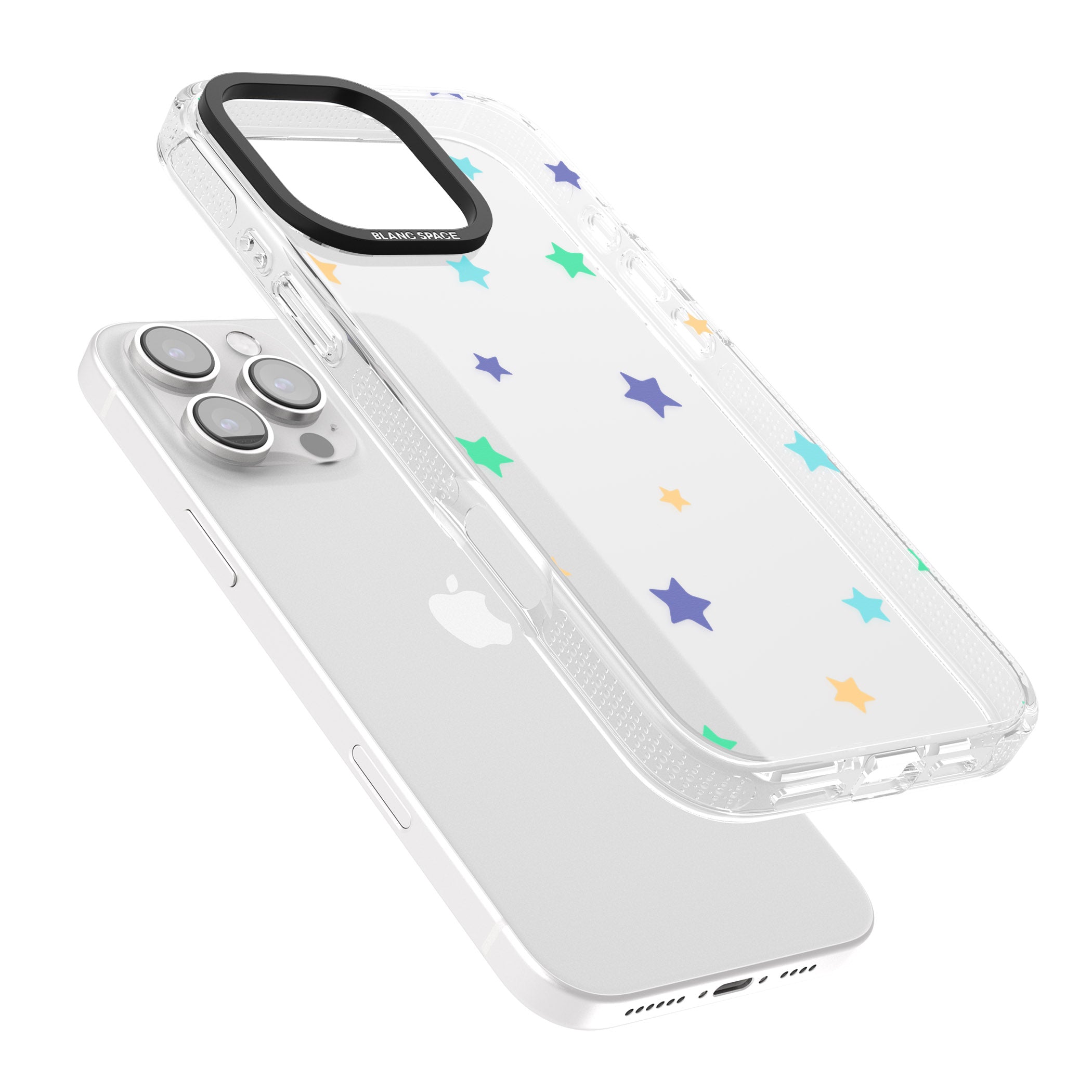 Pastel Stars Pattern iPhone 16 Pro Max / 16 Pro Clear Case Impact Air - Blanc Space