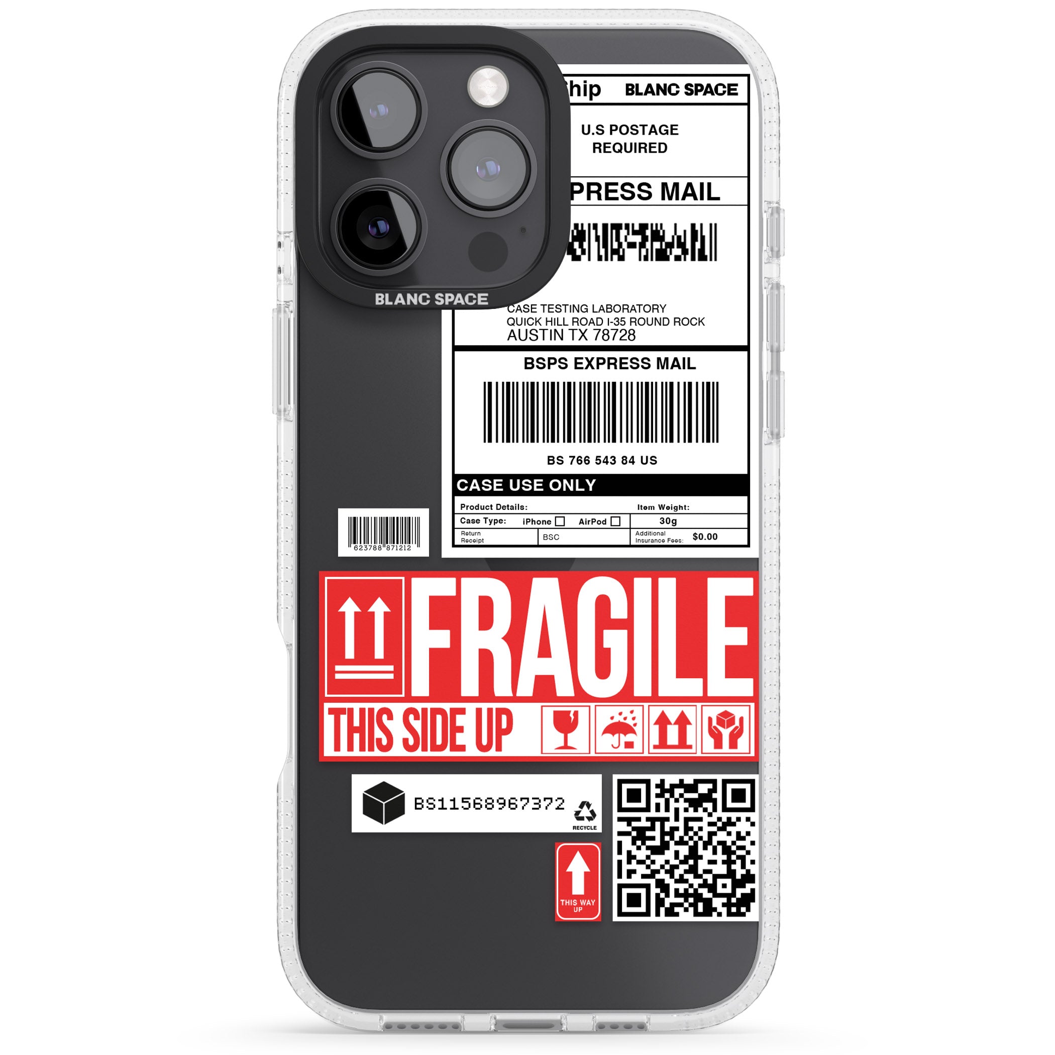 Shipping Label iPhone 16 Pro Max / 16 Pro Clear Case Impact Air - Blanc Space