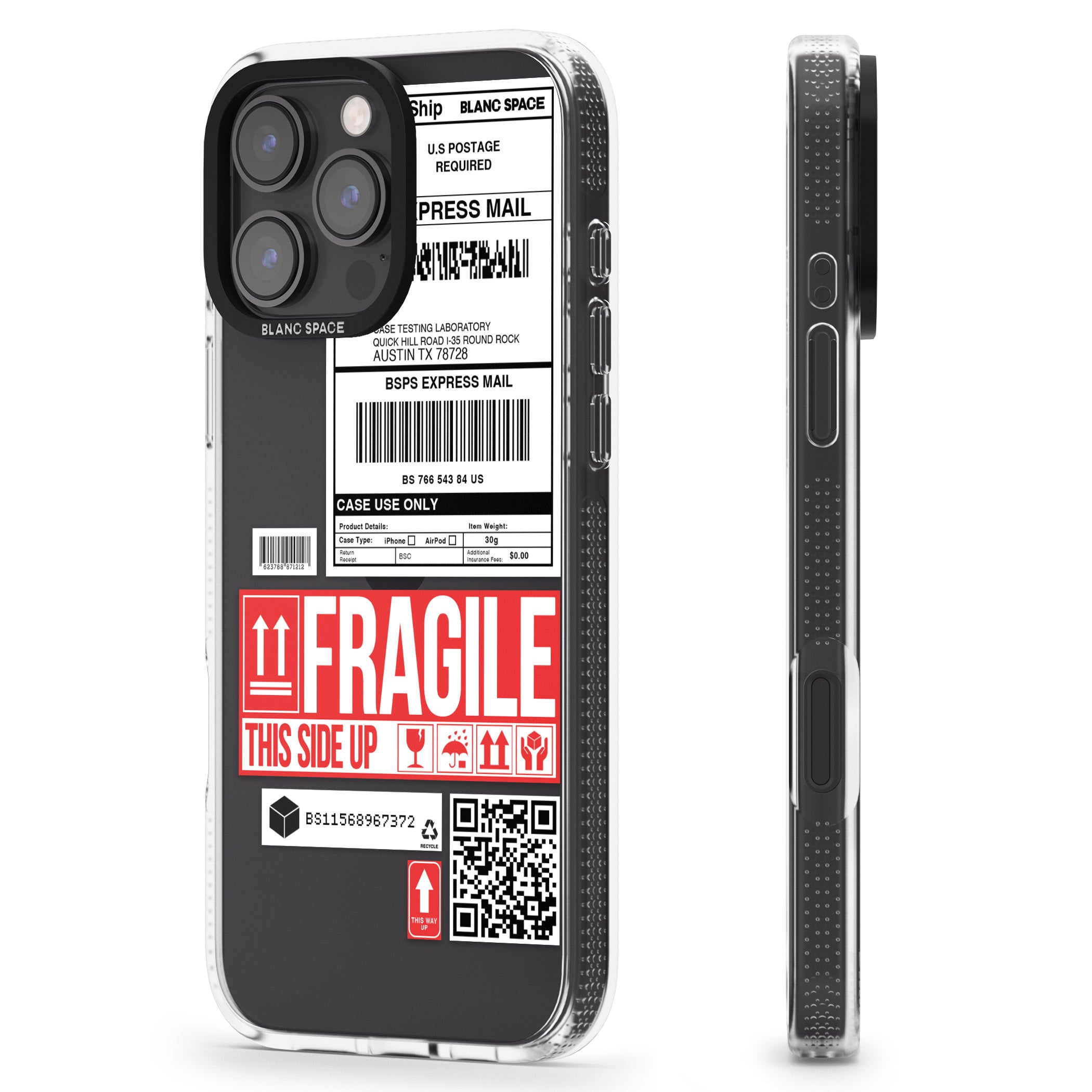 Shipping Label iPhone 16 Pro Max / 16 Pro Clear Case Impact Air - Blanc Space