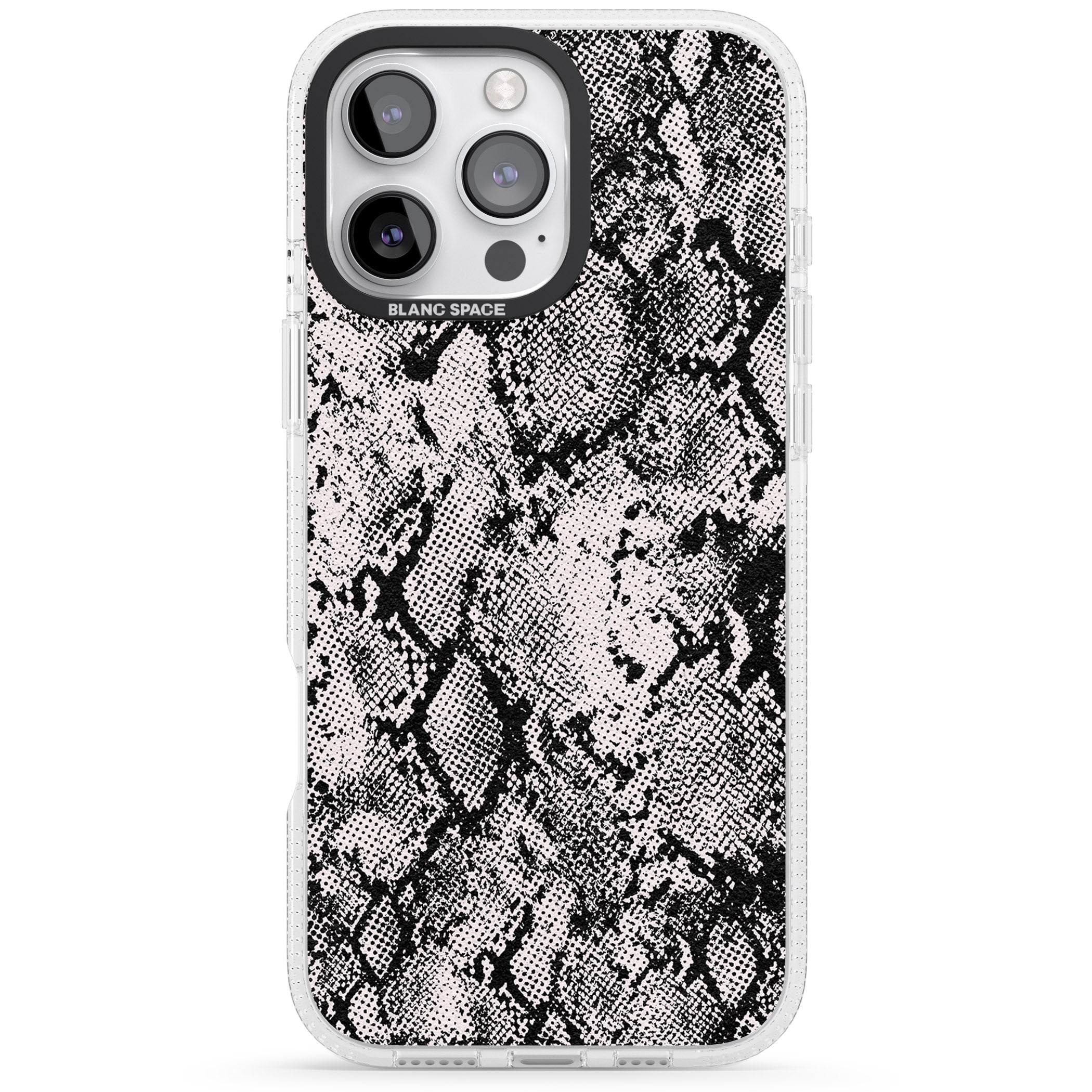 Pastel Snakeskin - Grey iPhone 16 Pro Max / 16 Pro Clear Case Impact Air - Blanc Space