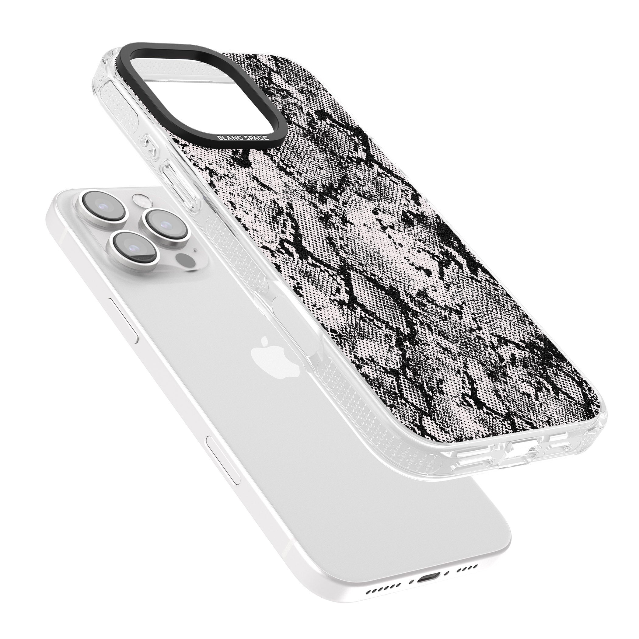 Pastel Snakeskin - Grey iPhone 16 Pro Max / 16 Pro Clear Case Impact Air - Blanc Space