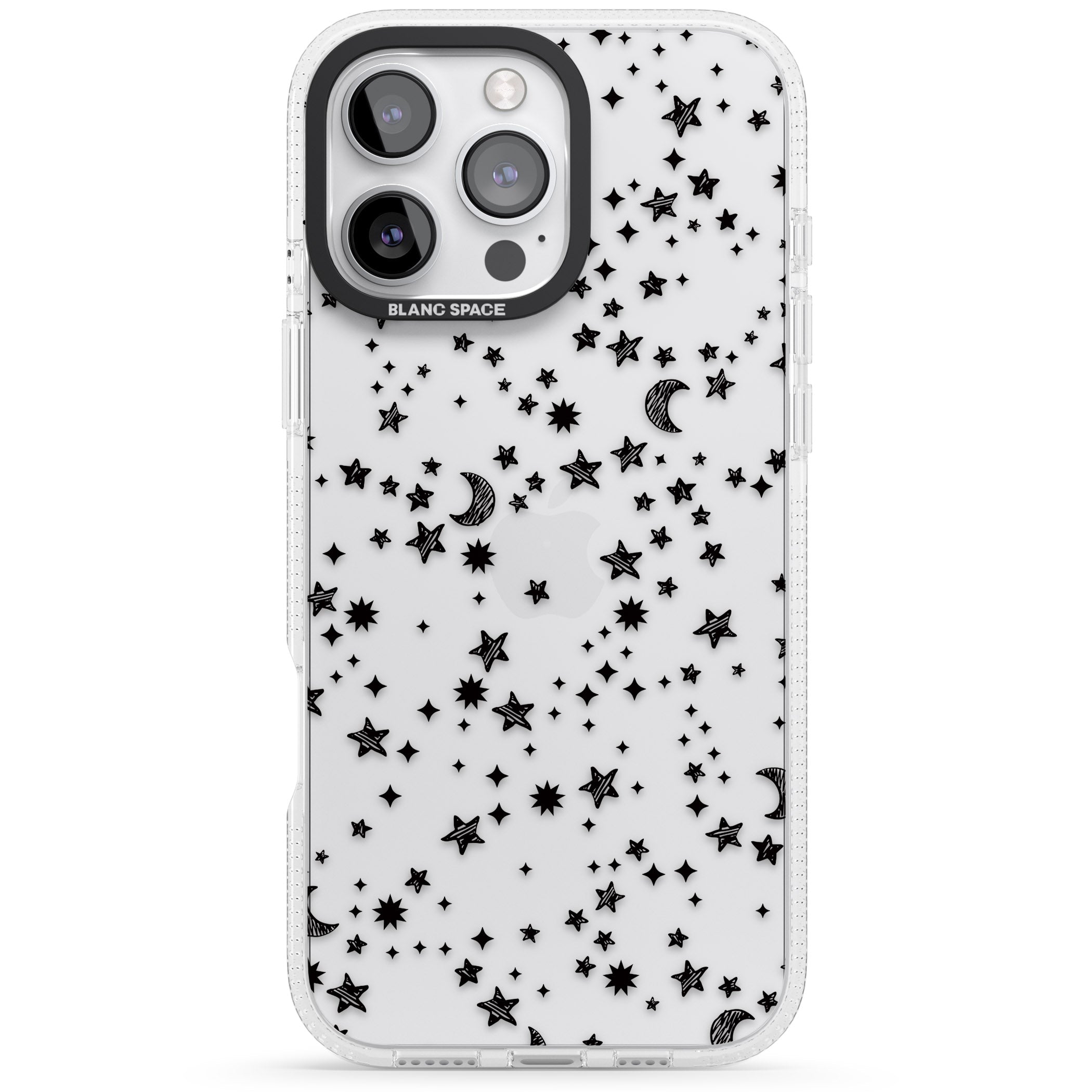 Black Cosmic Galaxy Pattern iPhone 16 Pro Max / 16 Pro Clear Case Impact Air - Blanc Space