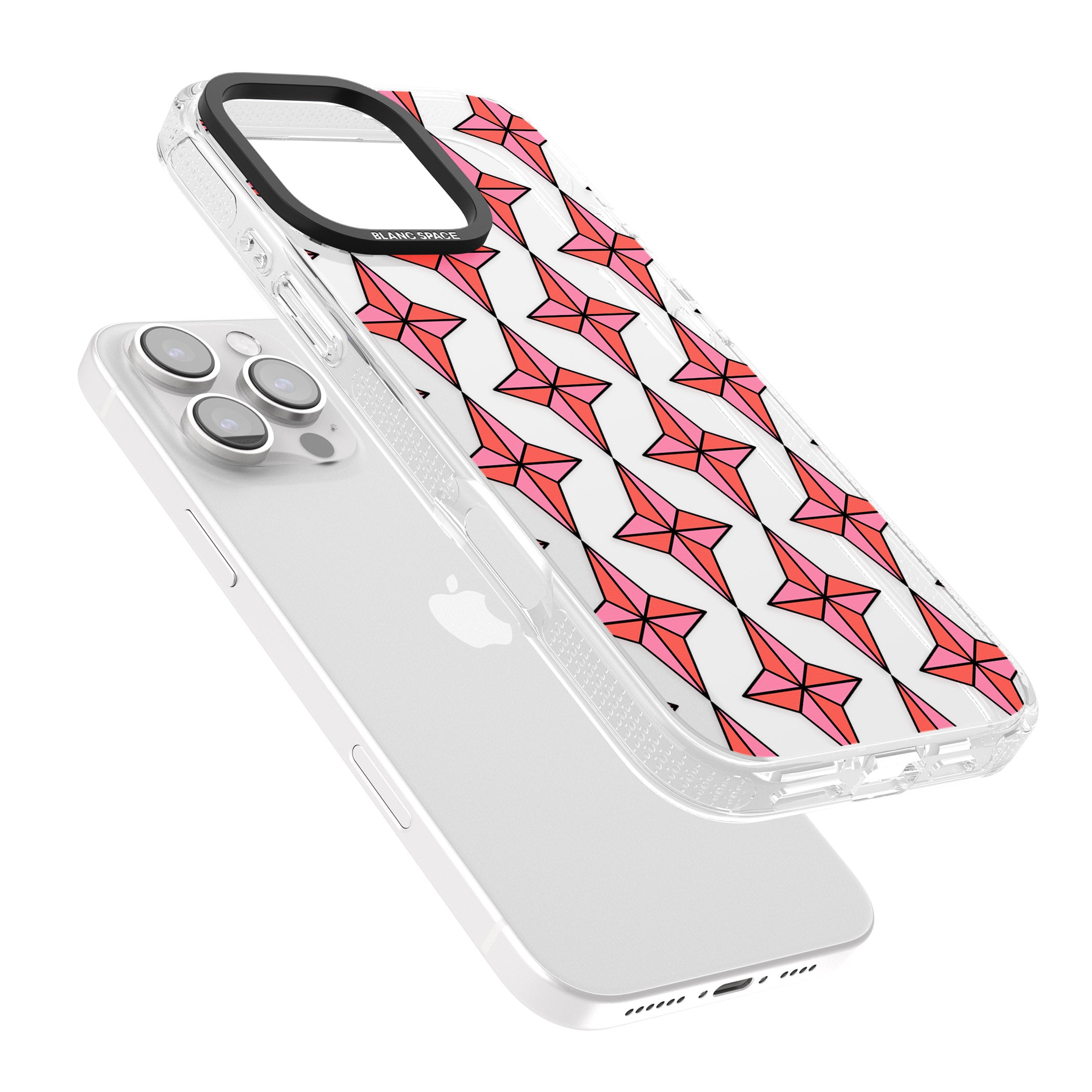 Rose Stars Pattern (Clear) iPhone 16 Pro Max / 16 Pro Clear Case Impact Air - Blanc Space