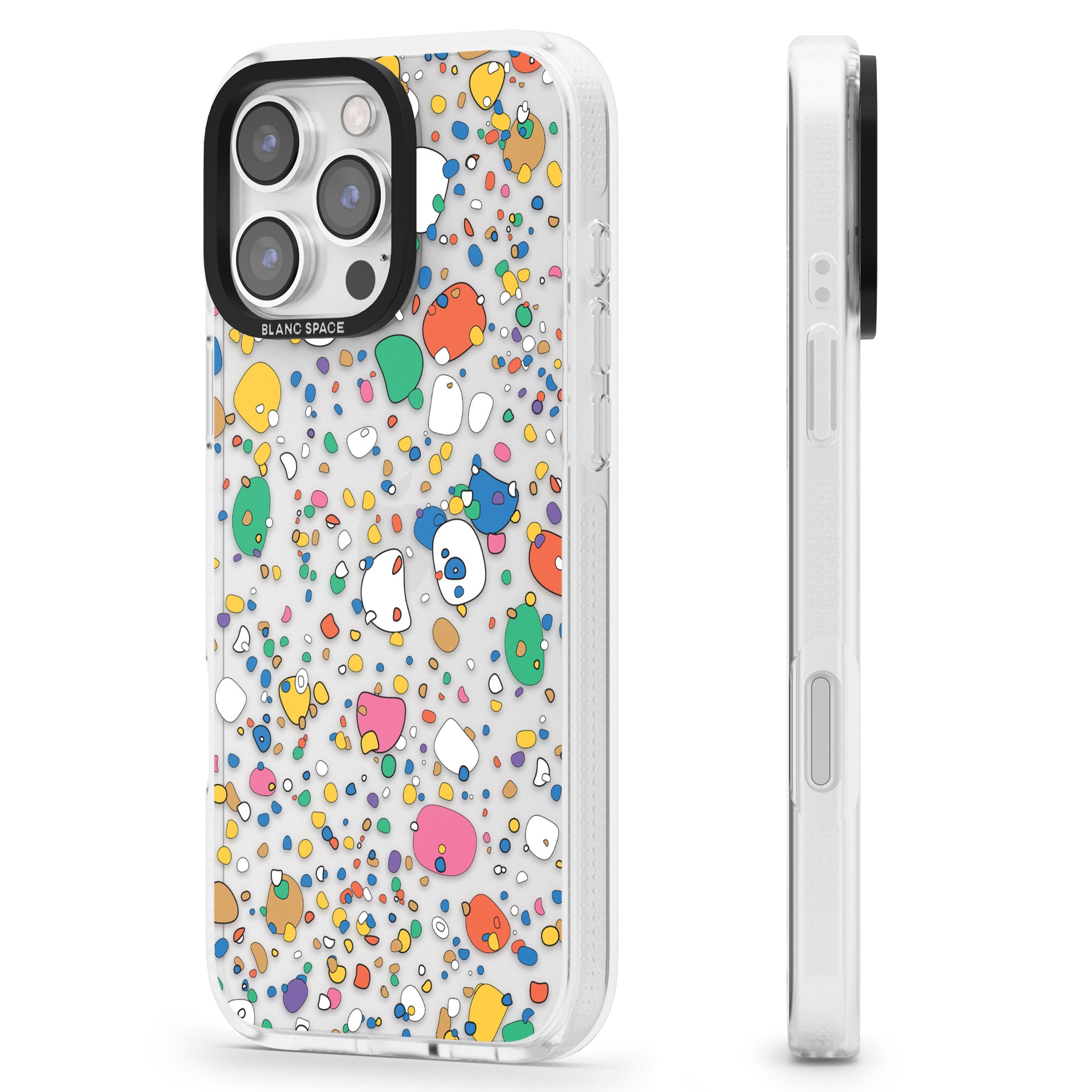 Colourful Confetti Pebbles iPhone 16 Pro Max / 16 Pro Clear Case Impact Air - Blanc Space