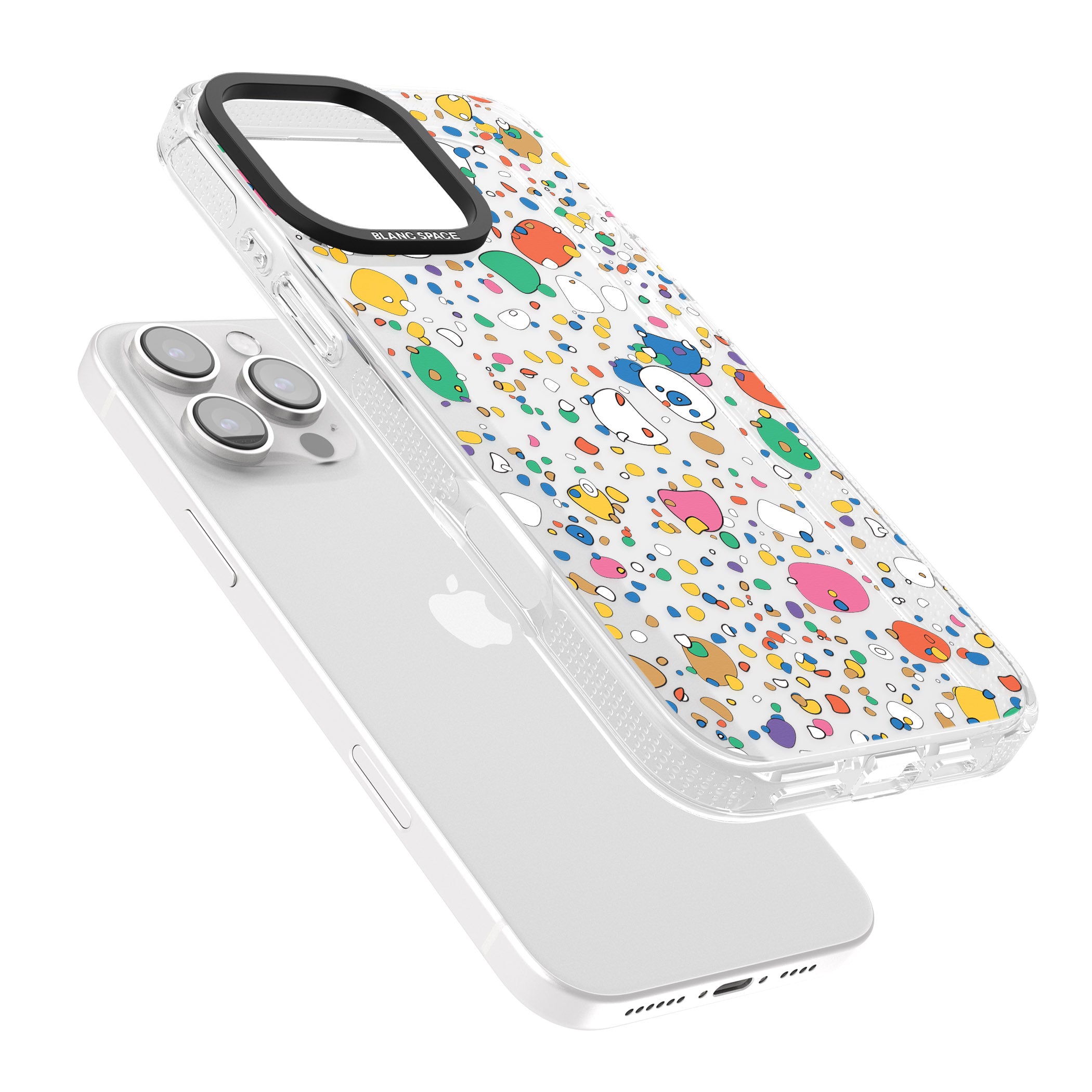 Colourful Confetti Pebbles iPhone 16 Pro Max / 16 Pro Clear Case Impact Air - Blanc Space