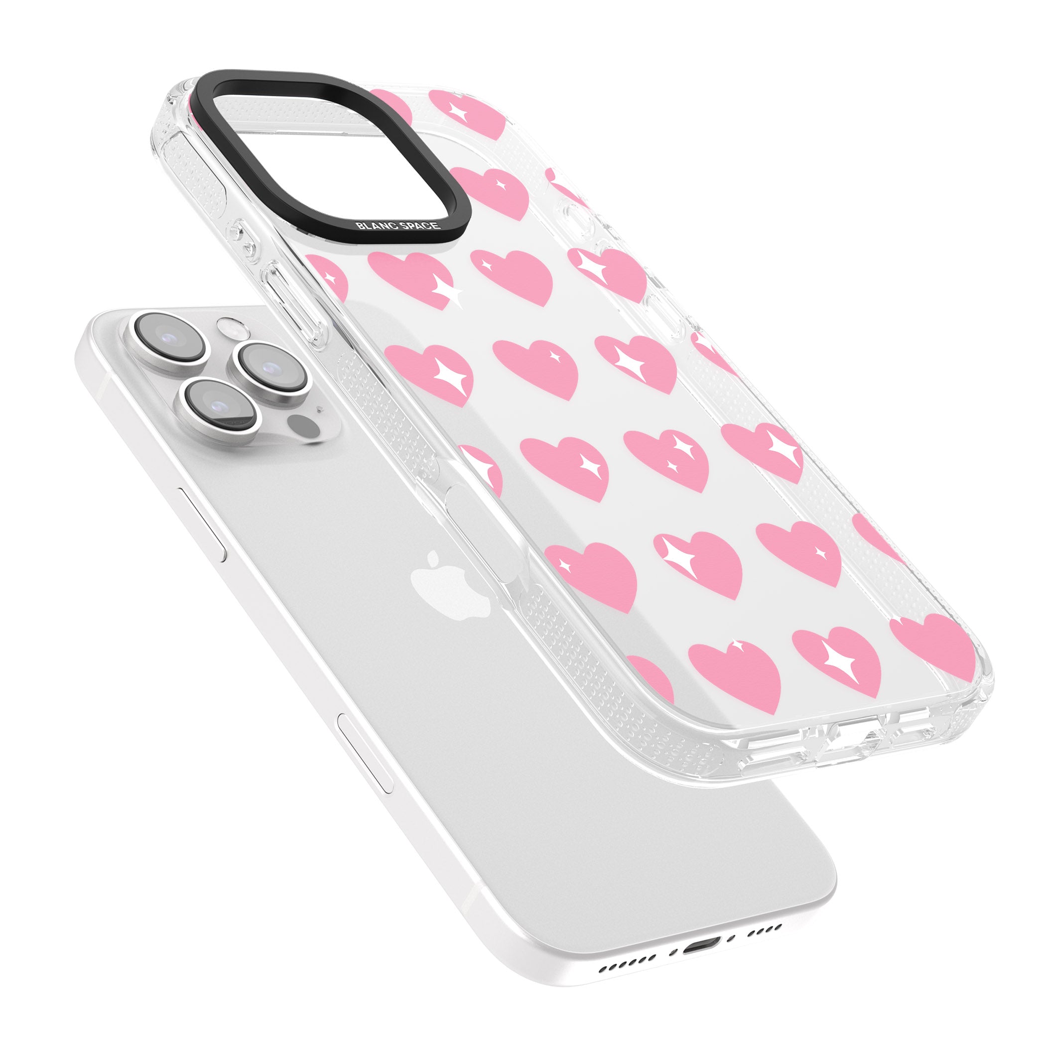 Sweet Hearts iPhone 16 Pro Max / 16 Pro Clear Case Impact Air - Blanc Space