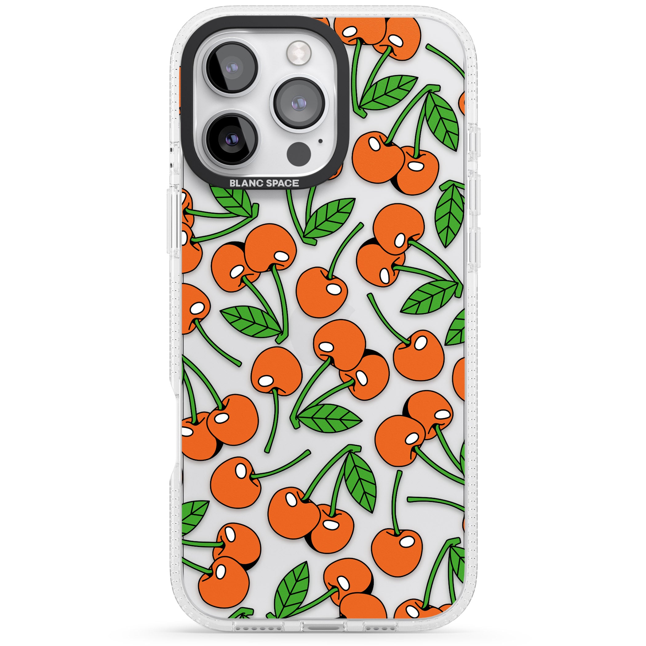 Orchard Fresh Cherries iPhone 16 Pro Max / 16 Pro Clear Case Impact Air - Blanc Space