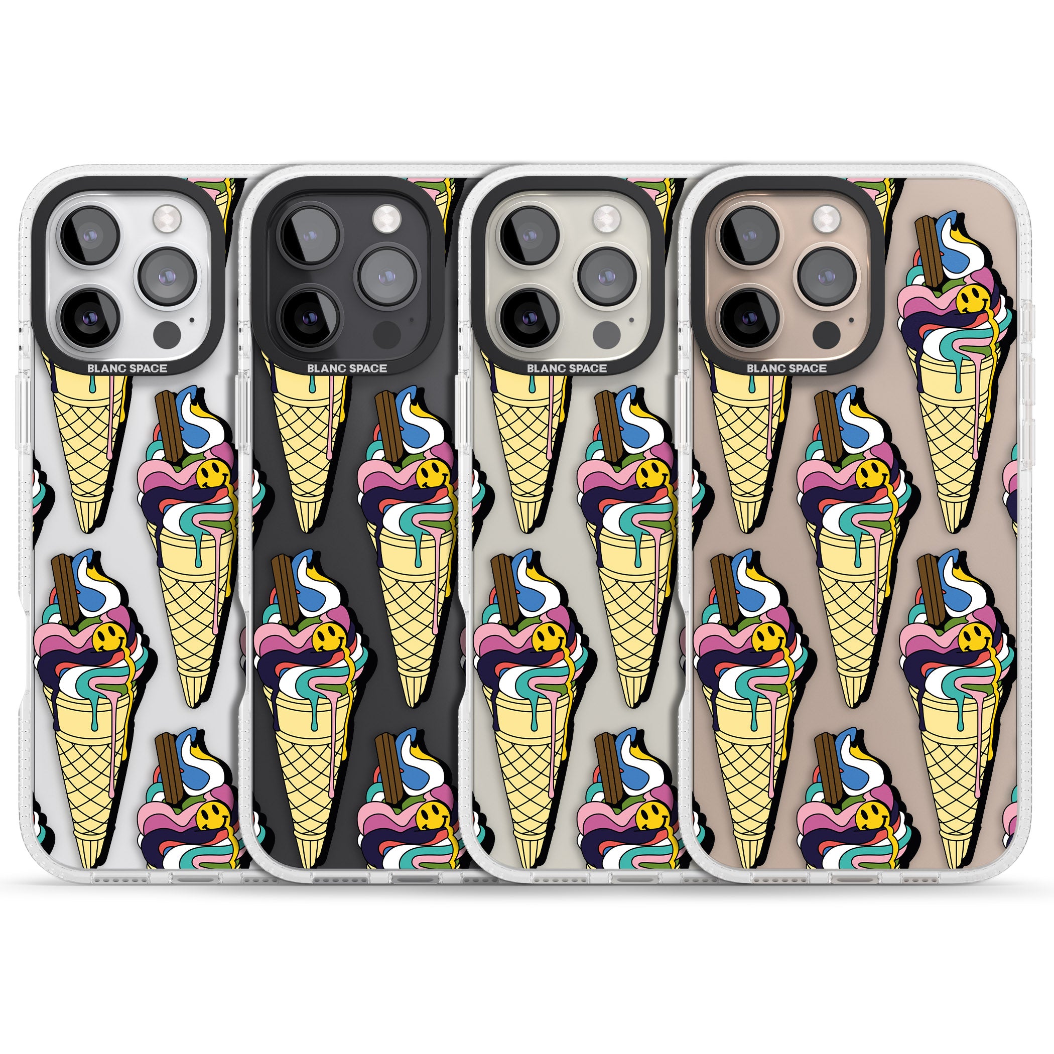 Trip & Drip Ice Cream iPhone 16 Pro Max / 16 Pro Clear Case Impact Air - Blanc Space