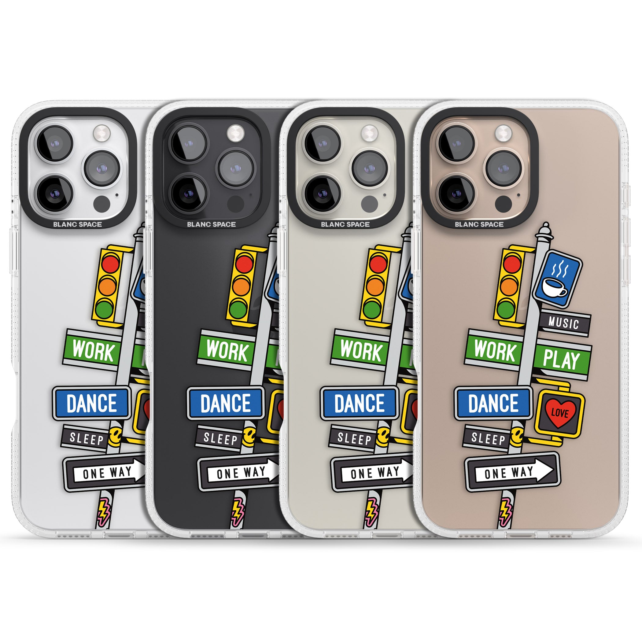 Mood Street Signs iPhone 16 Pro Max / 16 Pro Clear Case Impact Air - Blanc Space