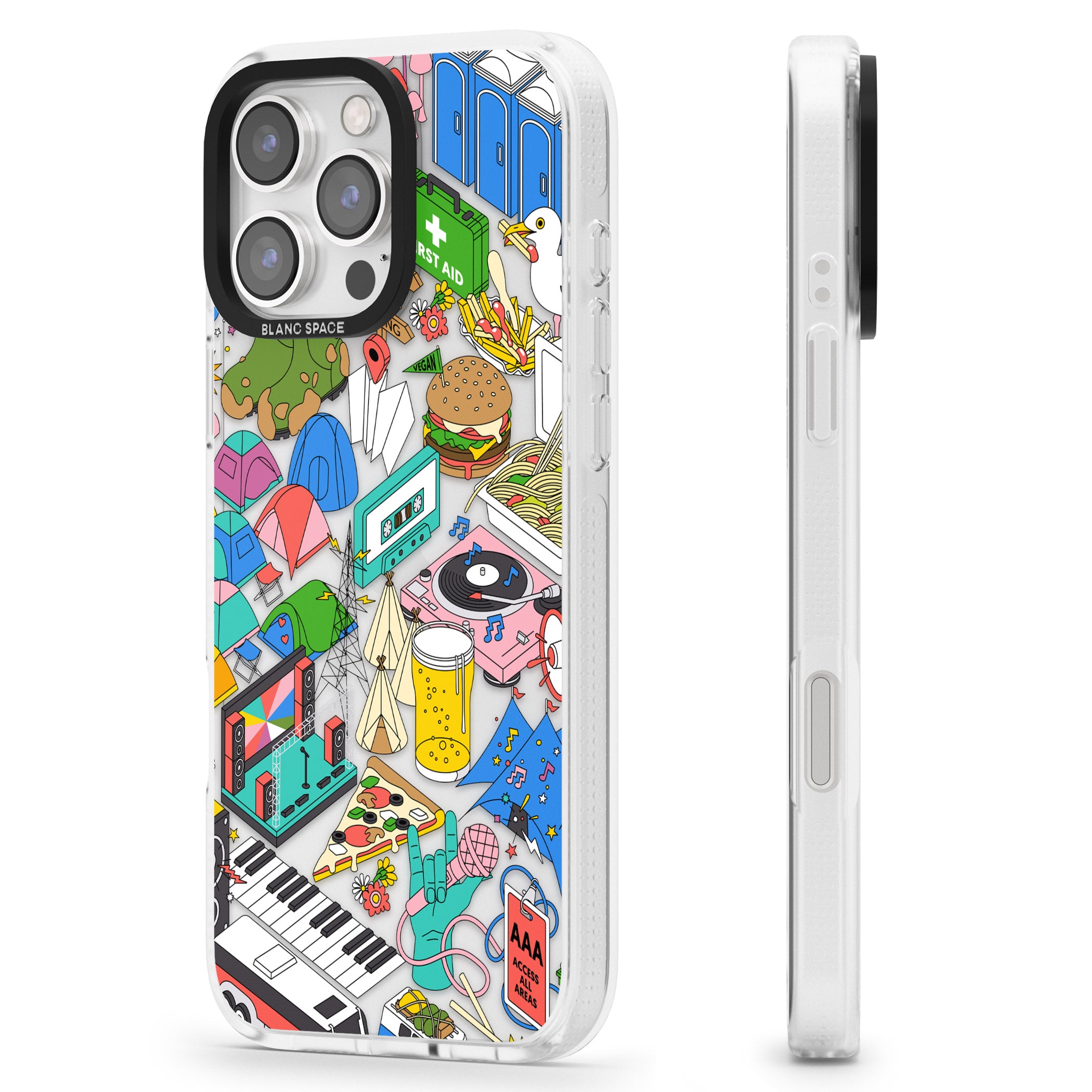 Festival Frenzy iPhone 16 Pro Max / 16 Pro Clear Case Impact Air - Blanc Space
