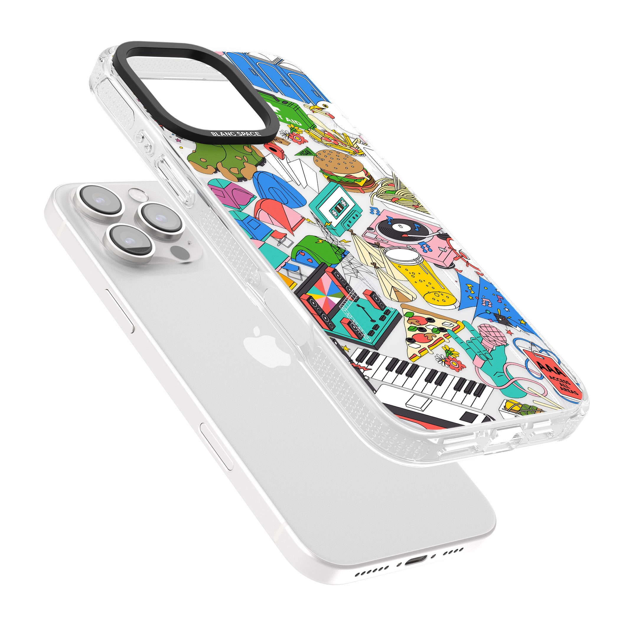 Festival Frenzy iPhone 16 Pro Max / 16 Pro Clear Case Impact Air - Blanc Space