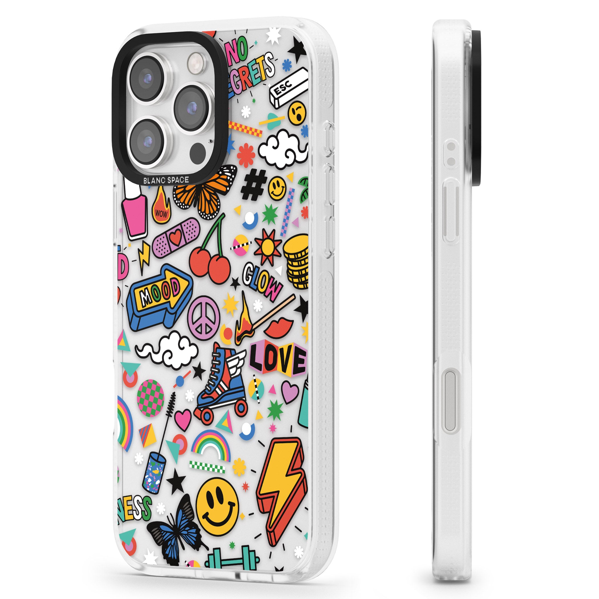 Electric Love iPhone 16 Pro Max / 16 Pro Clear Case Impact Air - Blanc Space