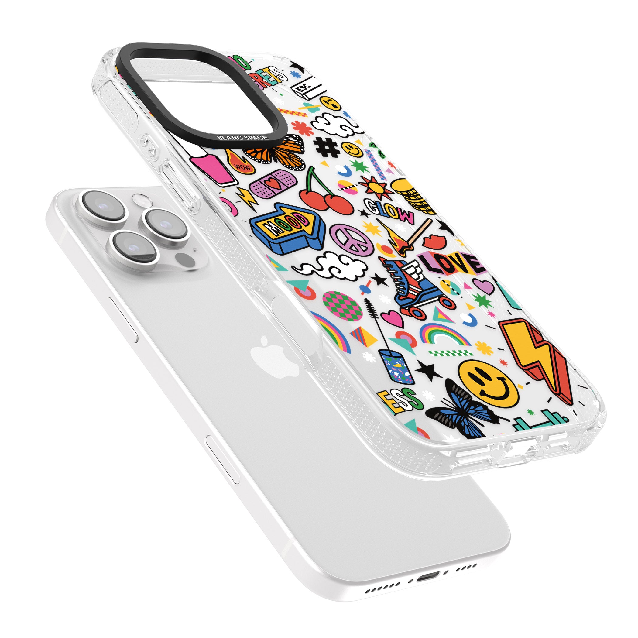 Electric Love iPhone 16 Pro Max / 16 Pro Clear Case Impact Air - Blanc Space