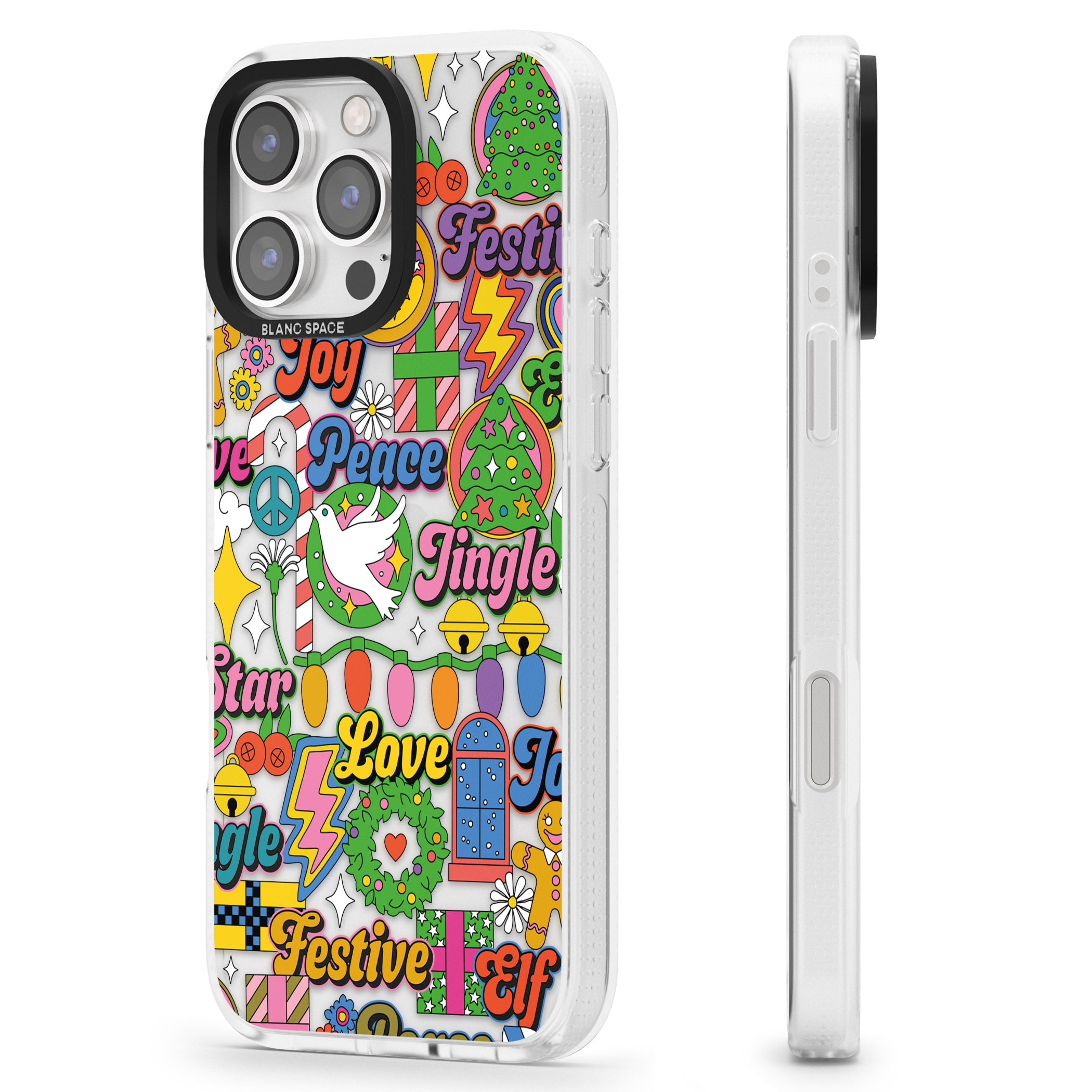 Peace & Festivities iPhone 16 Pro Max / 16 Pro Clear Case Impact Air - Blanc Space